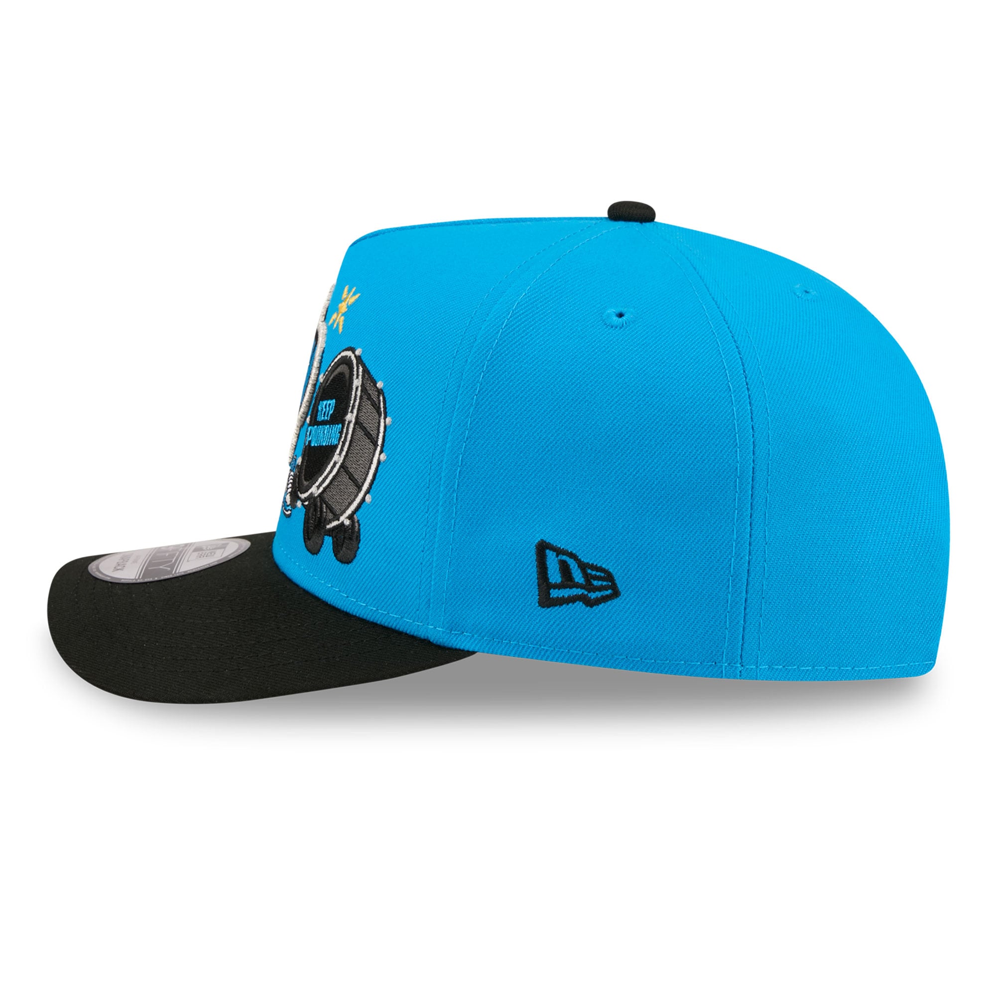 Casquette snapback New Era 9FIFTY pour homme, bleue et noire, motif Carolina Panthers.