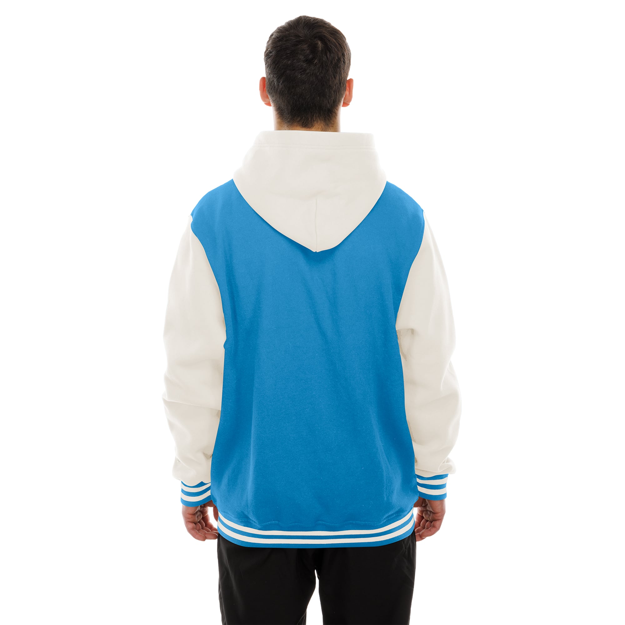 Veste polaire à capuche New Era bleue et crème Carolina Panthers pour homme, fermeture boutons-pression.