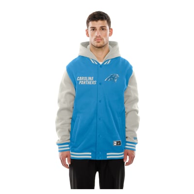 Carolina Panthers New Era Full-Snap Fleece Hooded Jacket - Blue/Cream