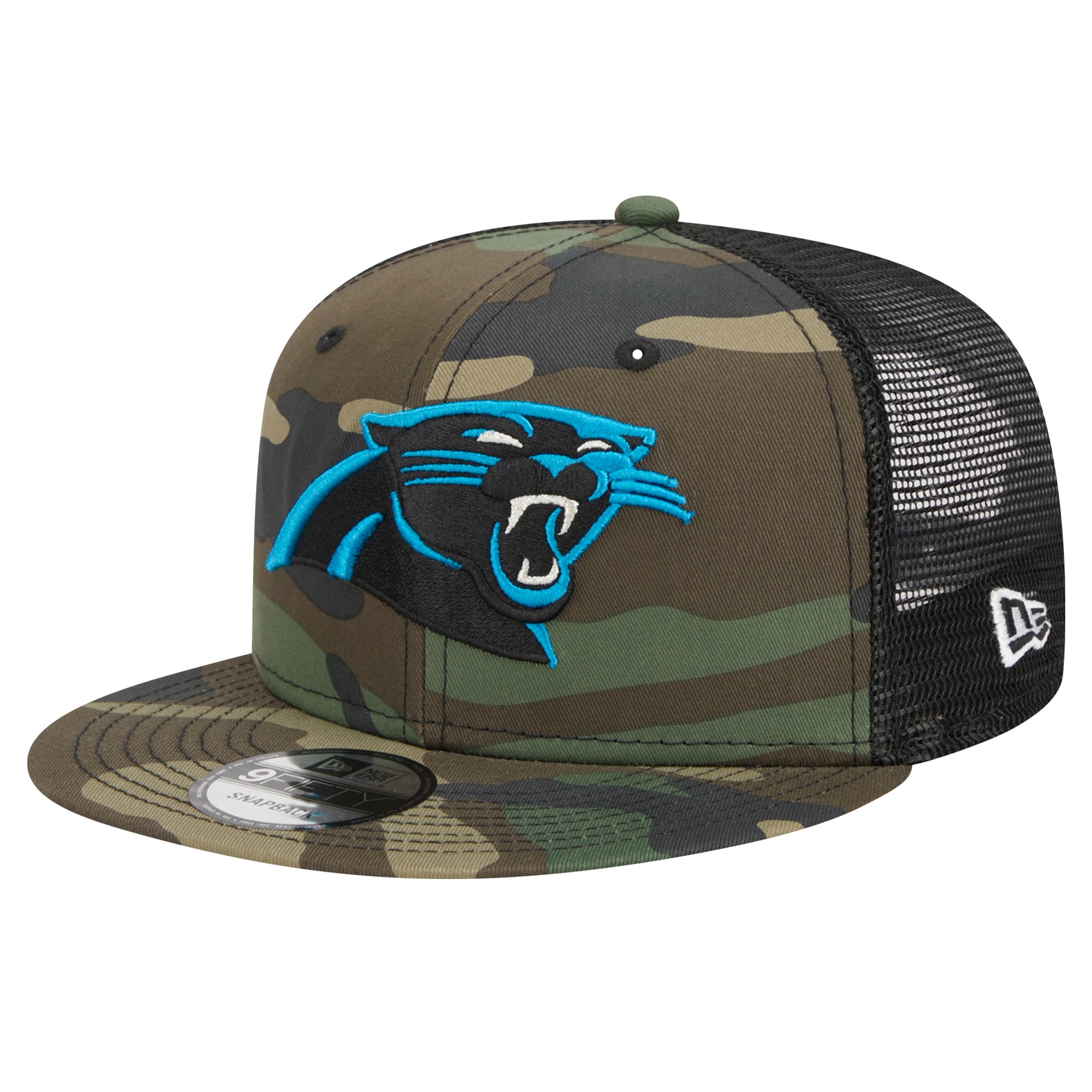 Casquette snapback 9FIFTY Main Trucker de New Era pour homme avec motif camouflage des Carolina Panthers