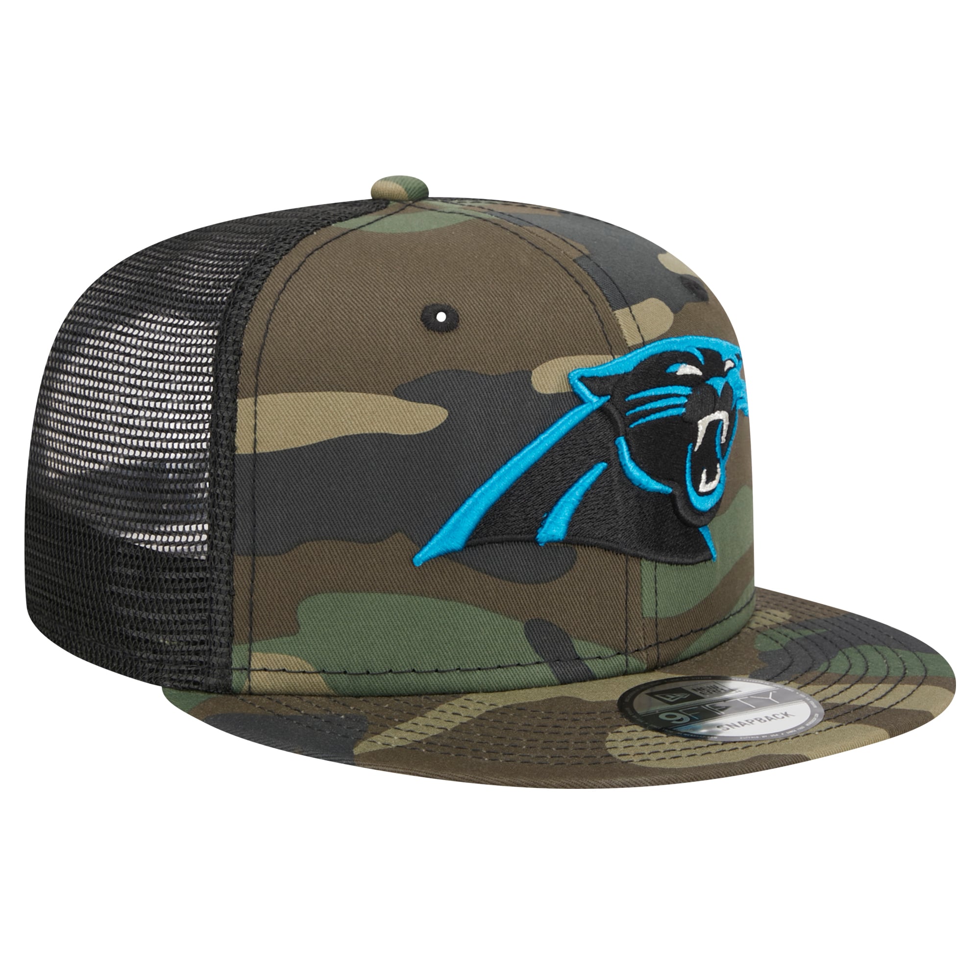 Casquette snapback 9FIFTY Main Trucker de New Era pour homme avec motif camouflage des Carolina Panthers