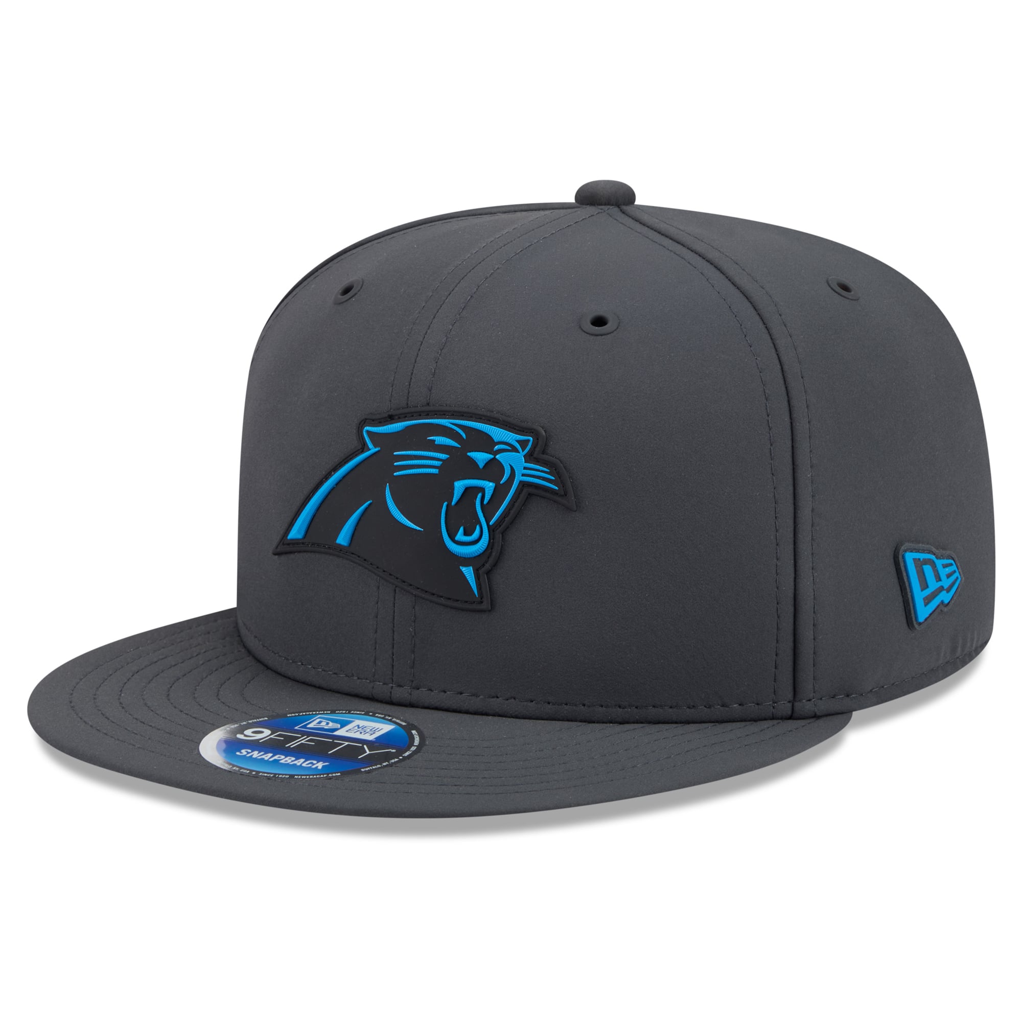 Casquette snapback New Era 9FIFTY pour homme, couleur anthracite, Carolina Panthers 2026, idéale pour les temps froids.