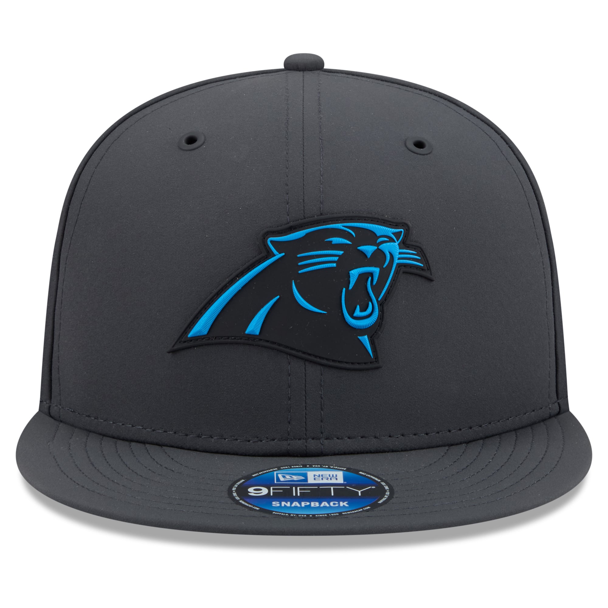 Casquette snapback New Era 9FIFTY pour homme, couleur anthracite, Carolina Panthers 2026, idéale pour les temps froids.