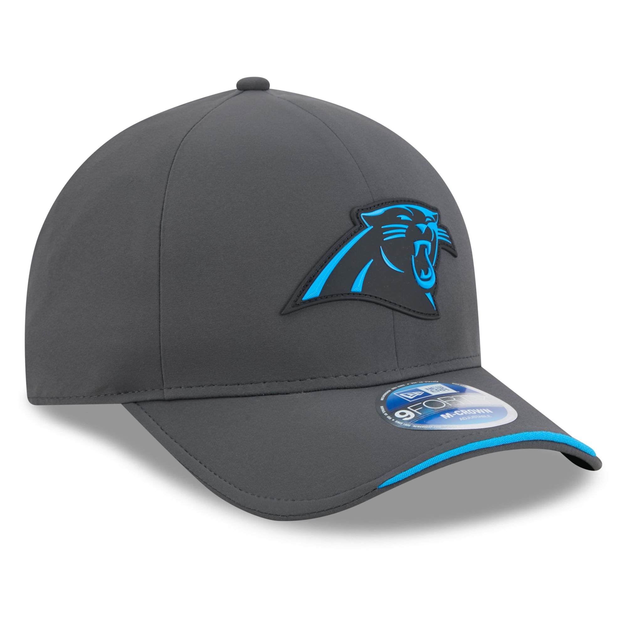 Casquette ajustable New Era 9FORTY M-Crown pour homme, couleur anthracite, Carolina Panthers 2026, idéale pour les temps froids.