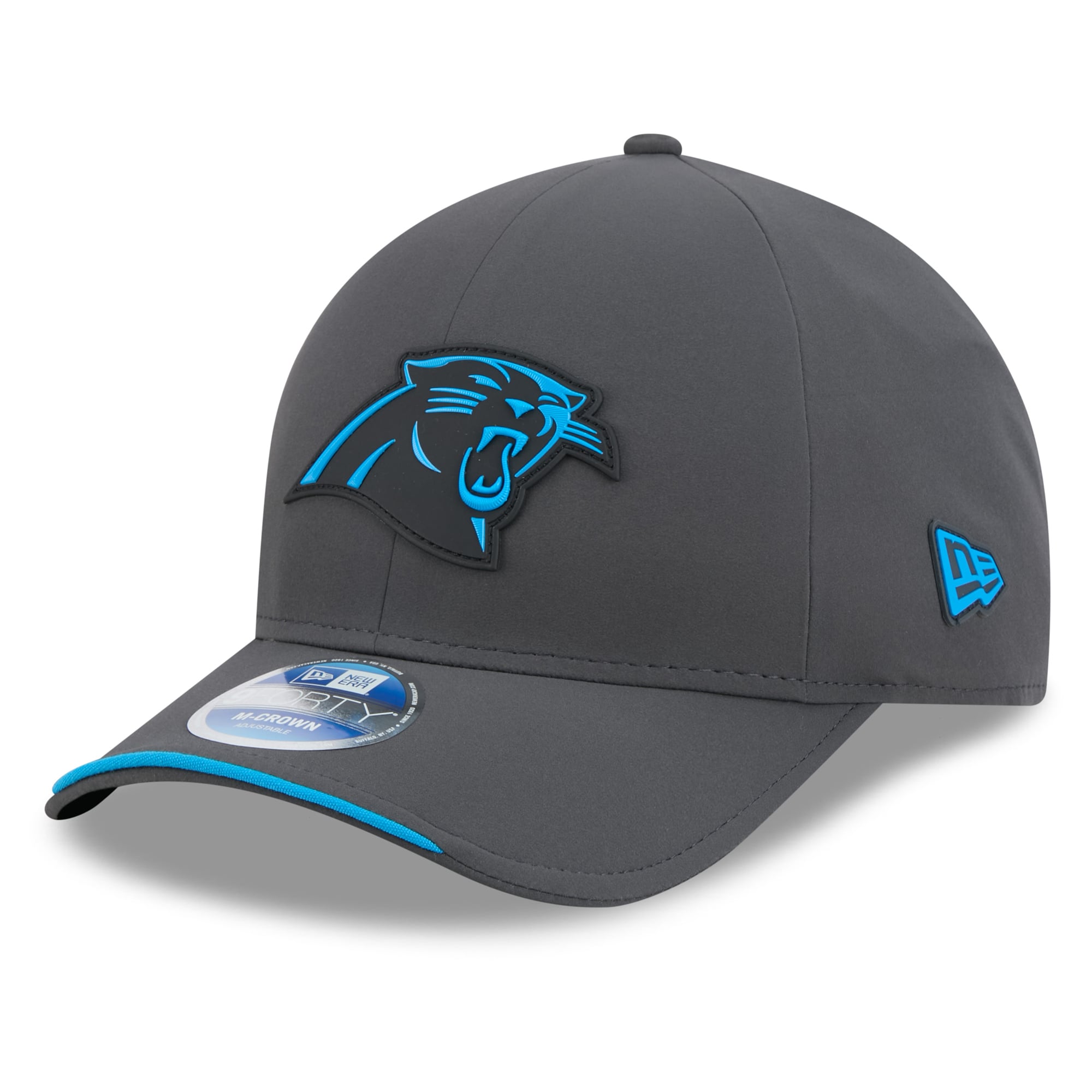 Casquette ajustable New Era 9FORTY M-Crown pour homme, couleur anthracite, Carolina Panthers 2026, idéale pour les temps froids.