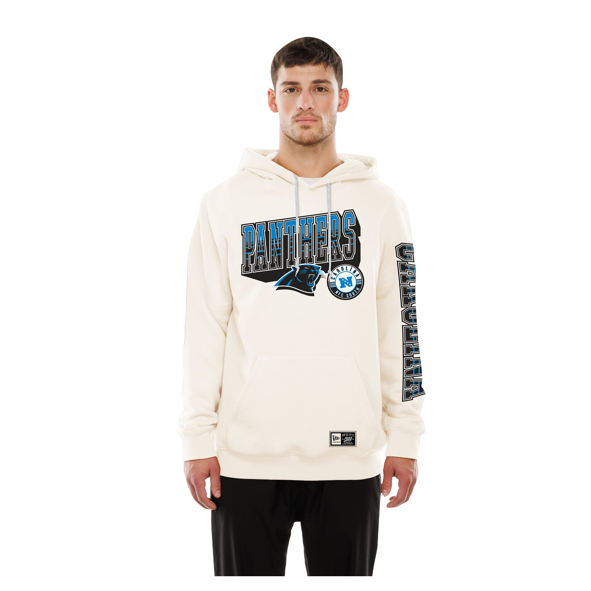 Sweat à capuche New Era crème Carolina Panthers Dune Dust pour homme