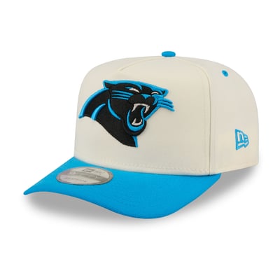 Carolina Panthers New Era Rear Wordmark A-Frame 9FIFTY Snapback Hat - Cream/Blue