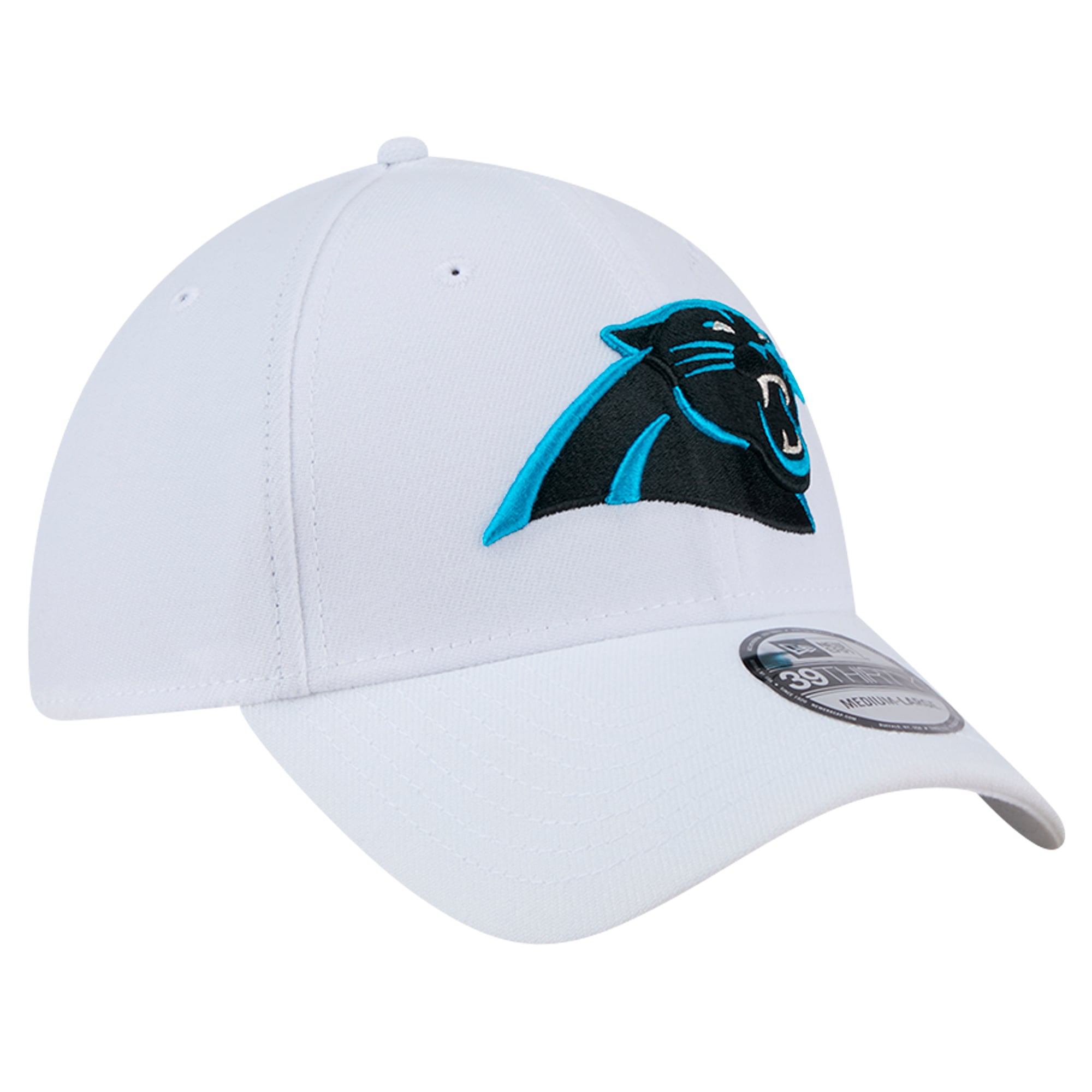 Casquette New Era blanche Carolina Panthers Main 39THIRTY Flex pour homme