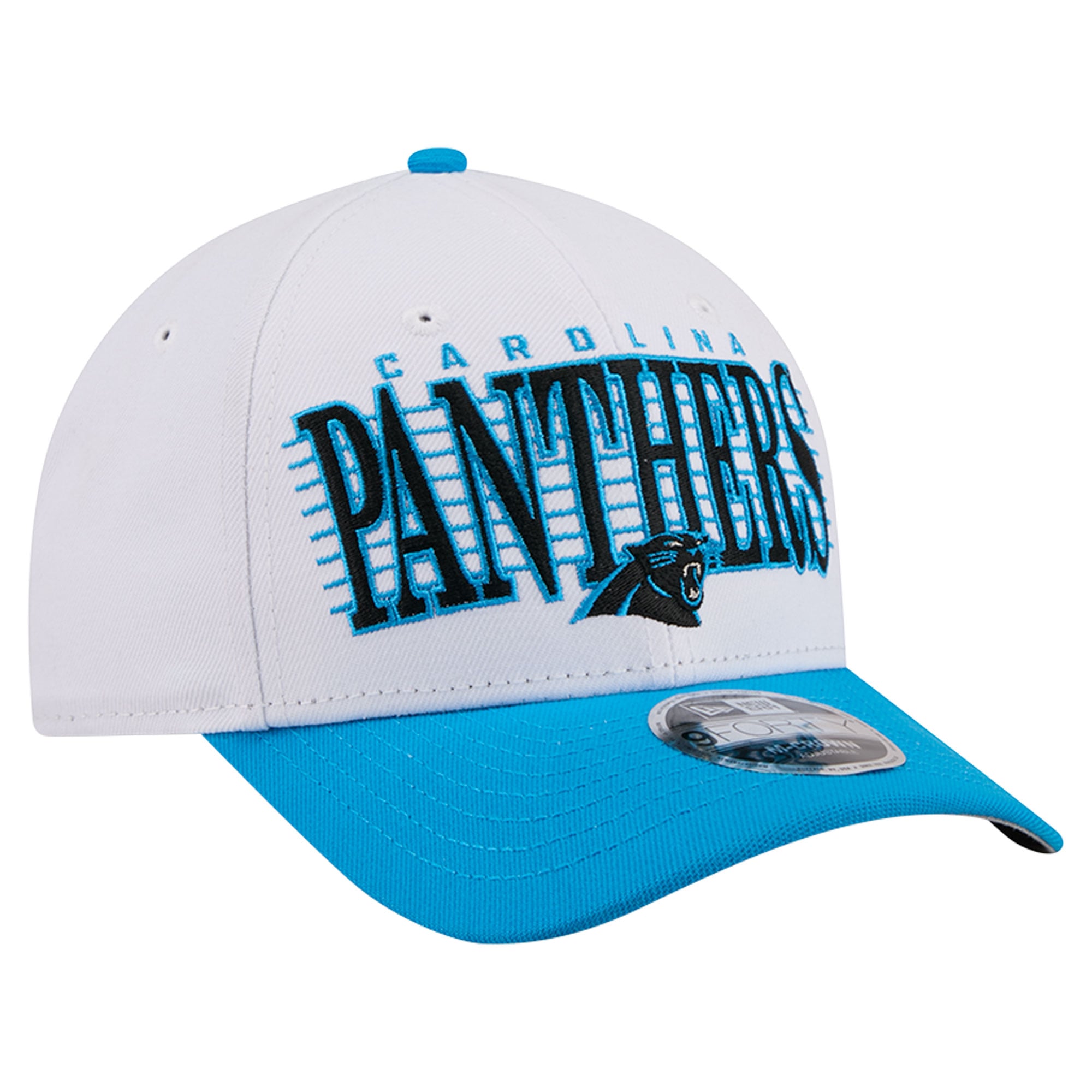 Casquette ajustable New Era blanche et bleue Carolina Panthers Loyal 9FORTY M-Crown pour homme