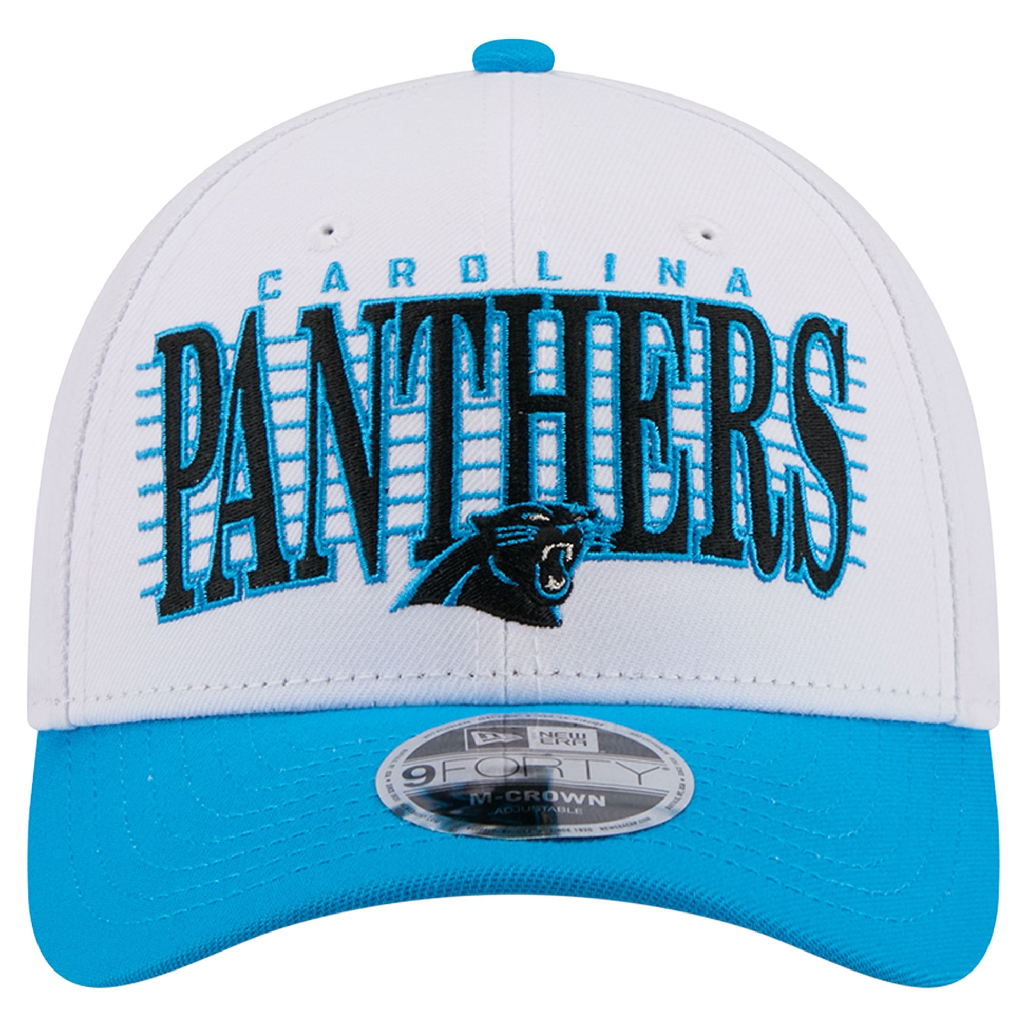 Casquette ajustable New Era blanche et bleue Carolina Panthers Loyal 9FORTY M-Crown pour homme