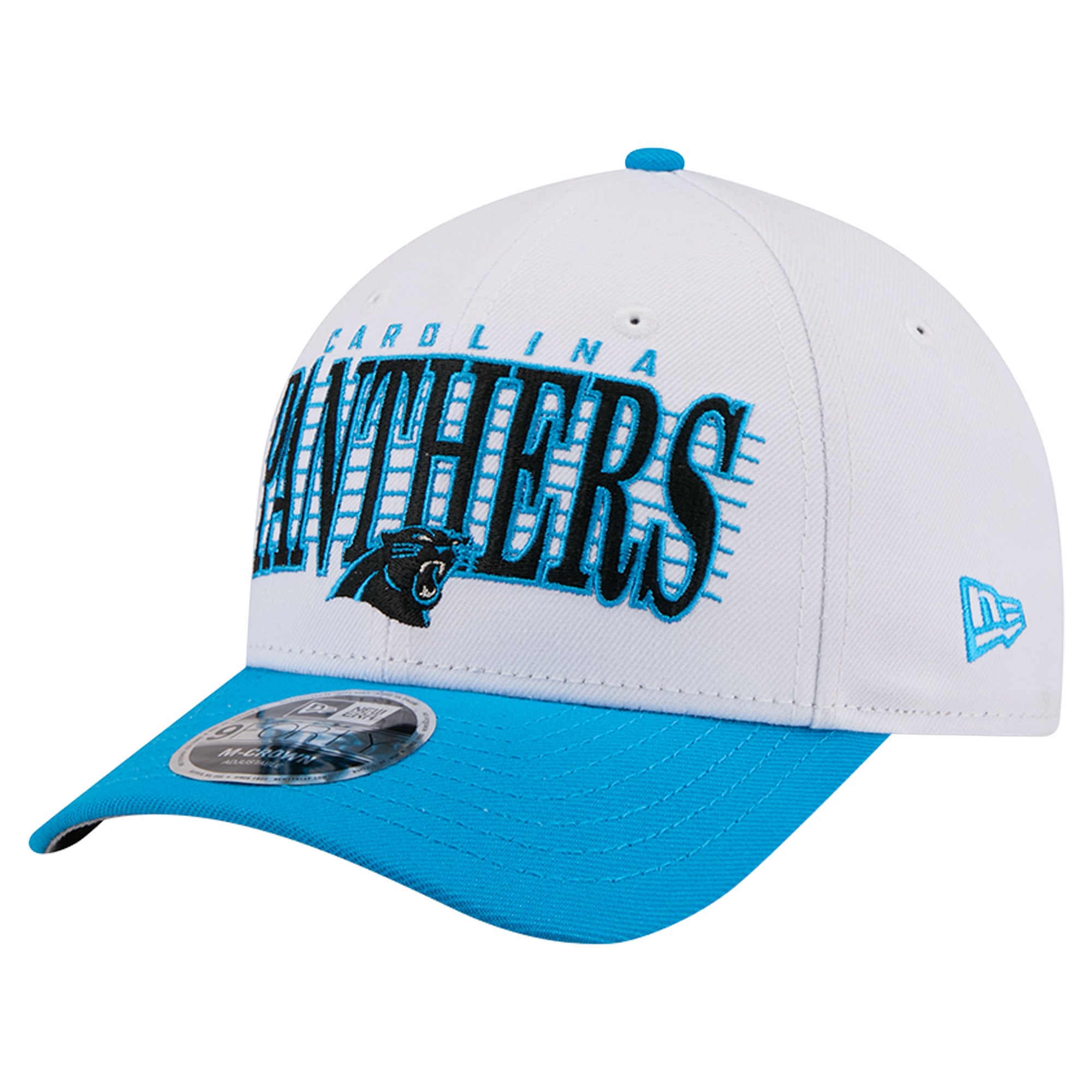 Casquette ajustable New Era blanche et bleue Carolina Panthers Loyal 9FORTY M-Crown pour homme