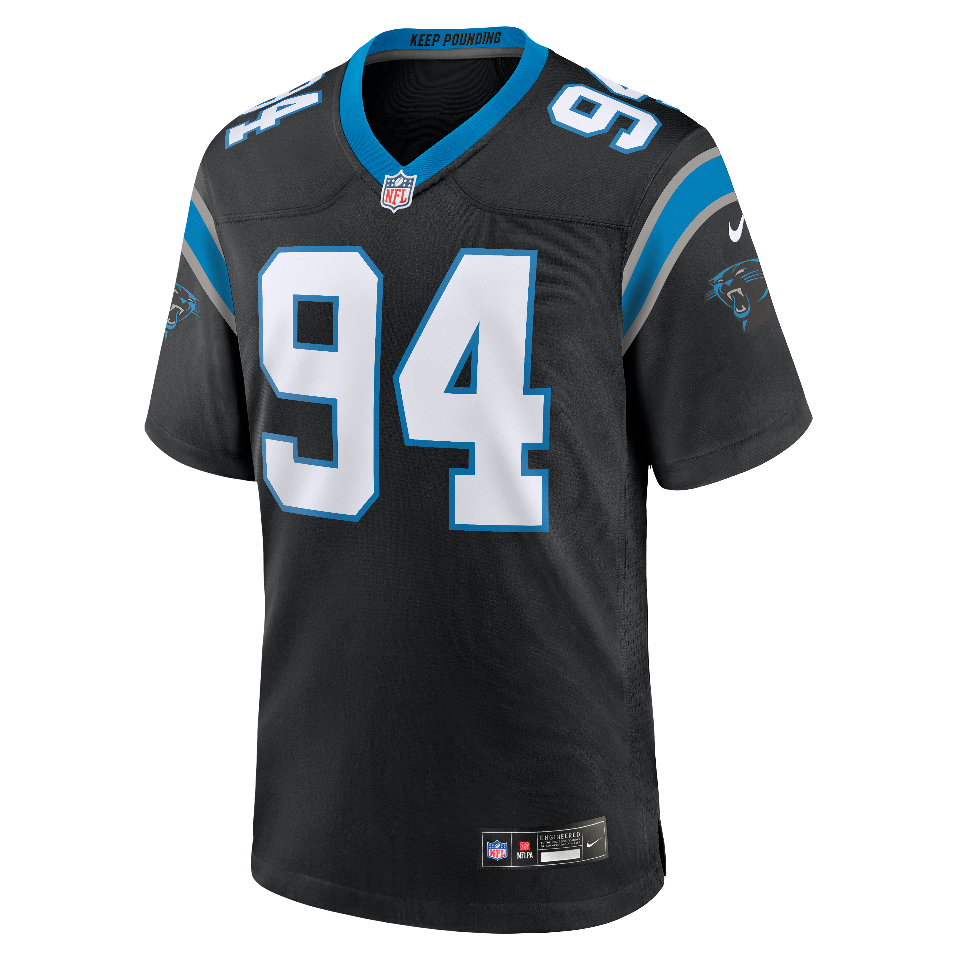 Maillot de match Nike Aaron Hall noir des Panthers la Caroline pour homme