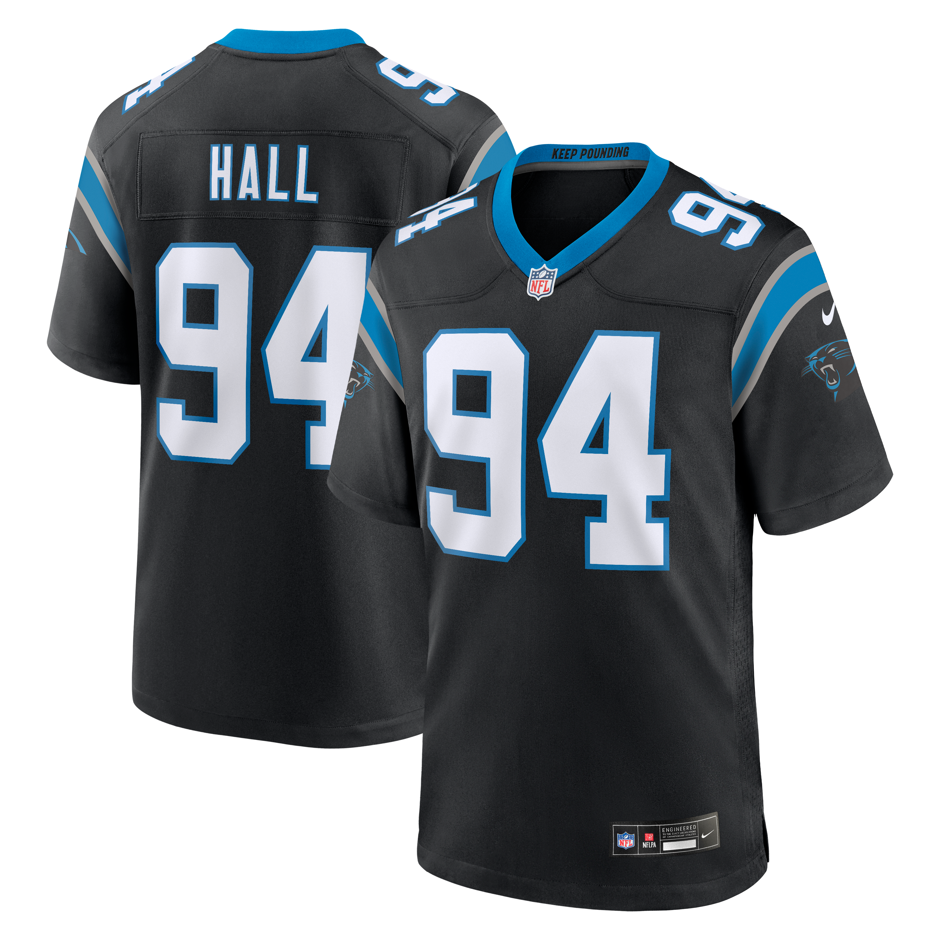 Maillot de match Nike Aaron Hall noir des Panthers la Caroline pour homme