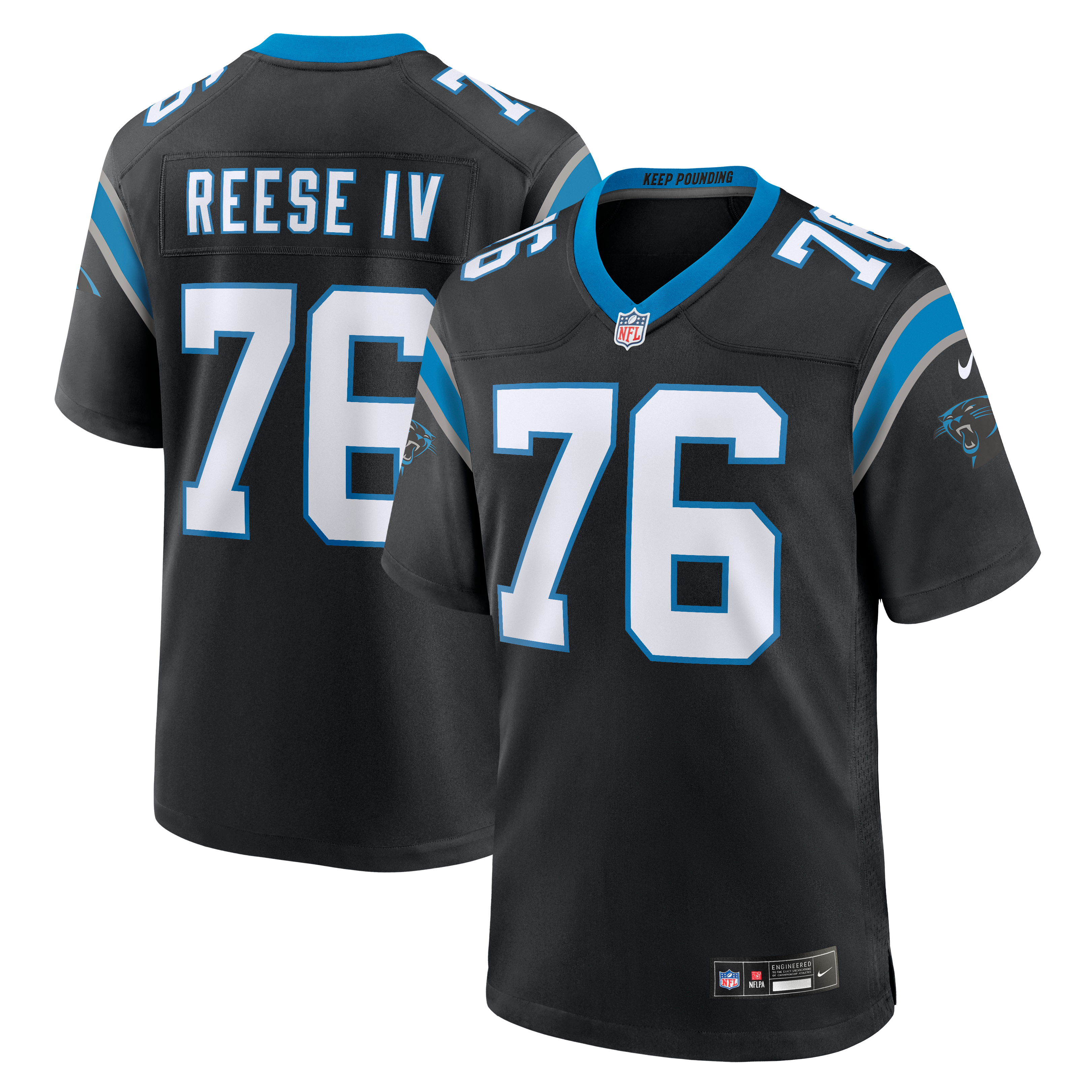 Men's Nike Albert Reese IV Black Carolina Panthers Team Game Jersey