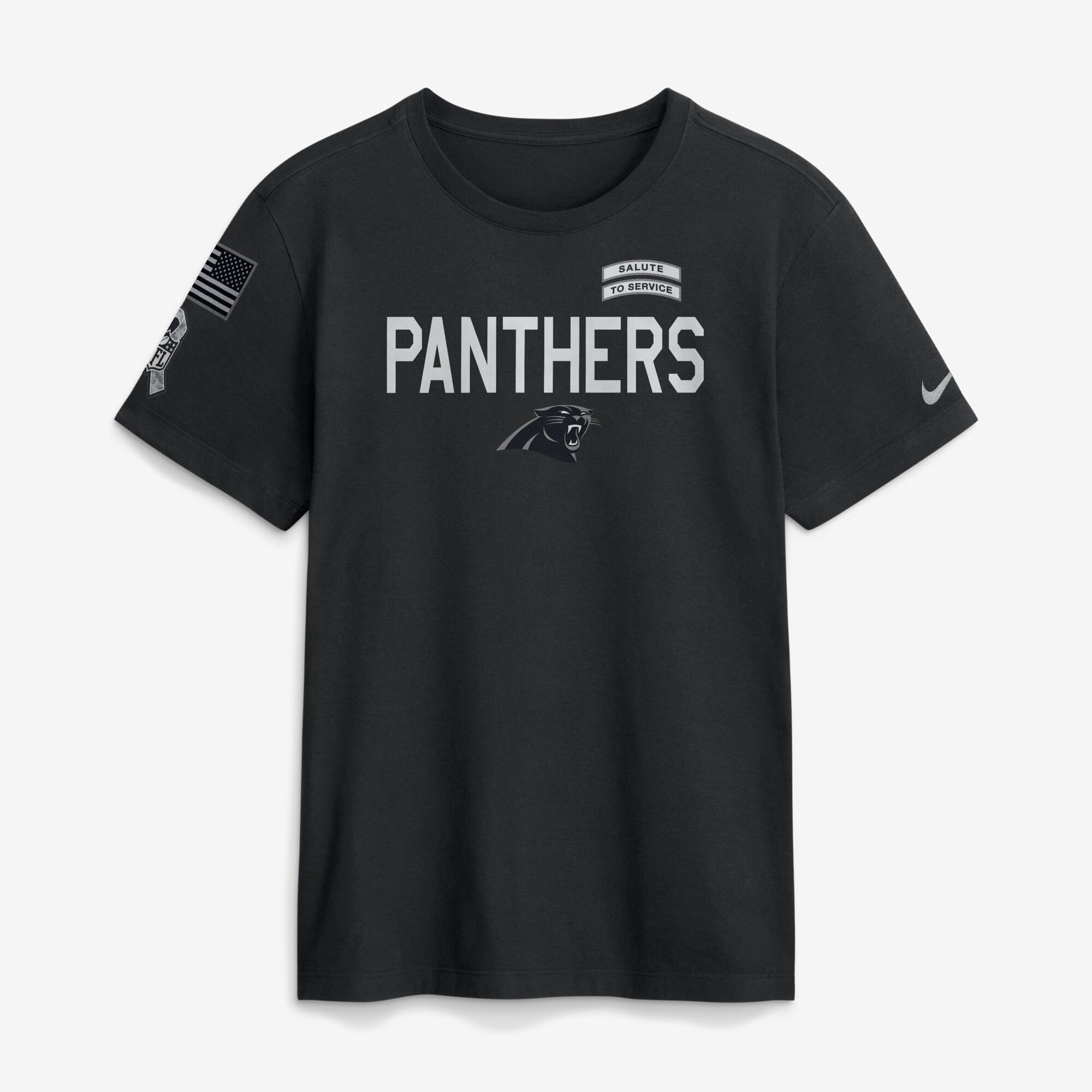 T-shirt Nike noir Carolina Panthers 2026 Salute to Service Sideline Dri-FIT pour homme