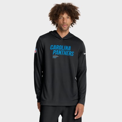 Carolina Panthers Nike Sideline Pure Fury Performance Long Sleeve Hooded T-Shirt - Black