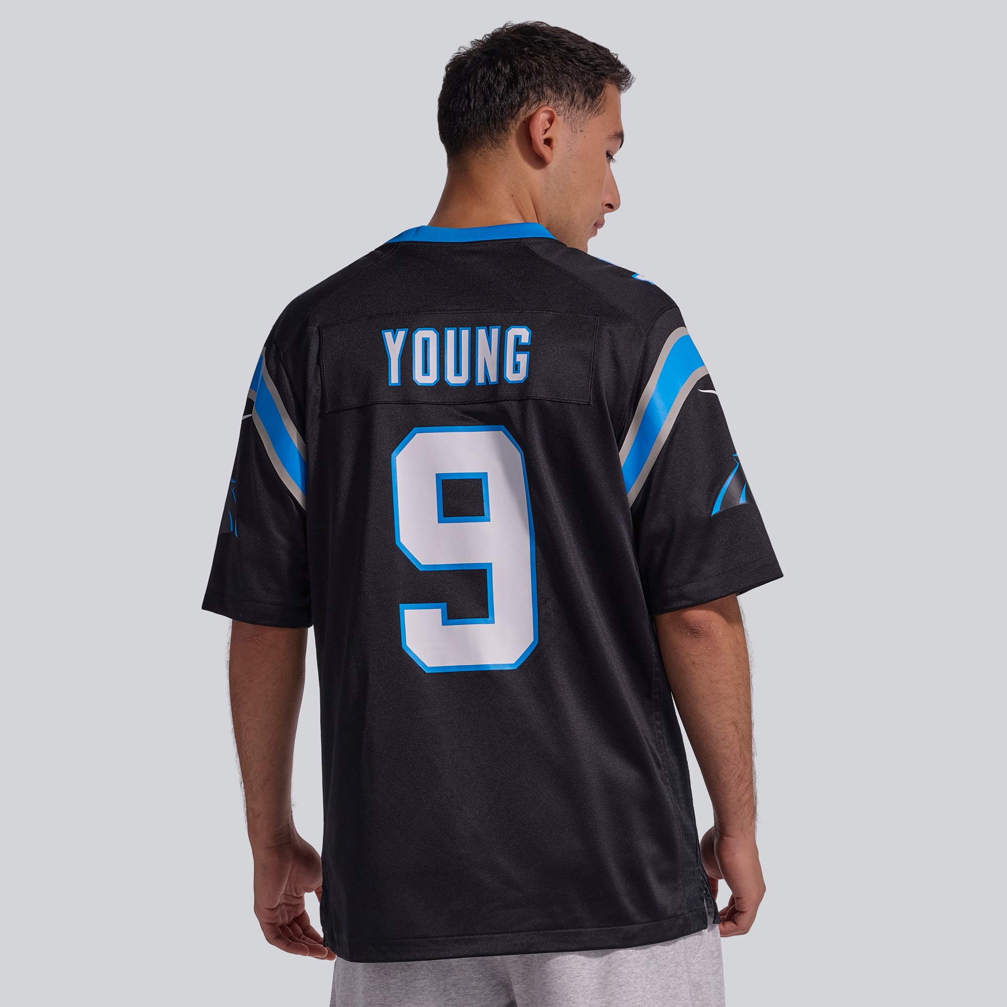 Maillot de match l'équipe Nike Bryce Young des Panthers la Caroline noirs pour hommes