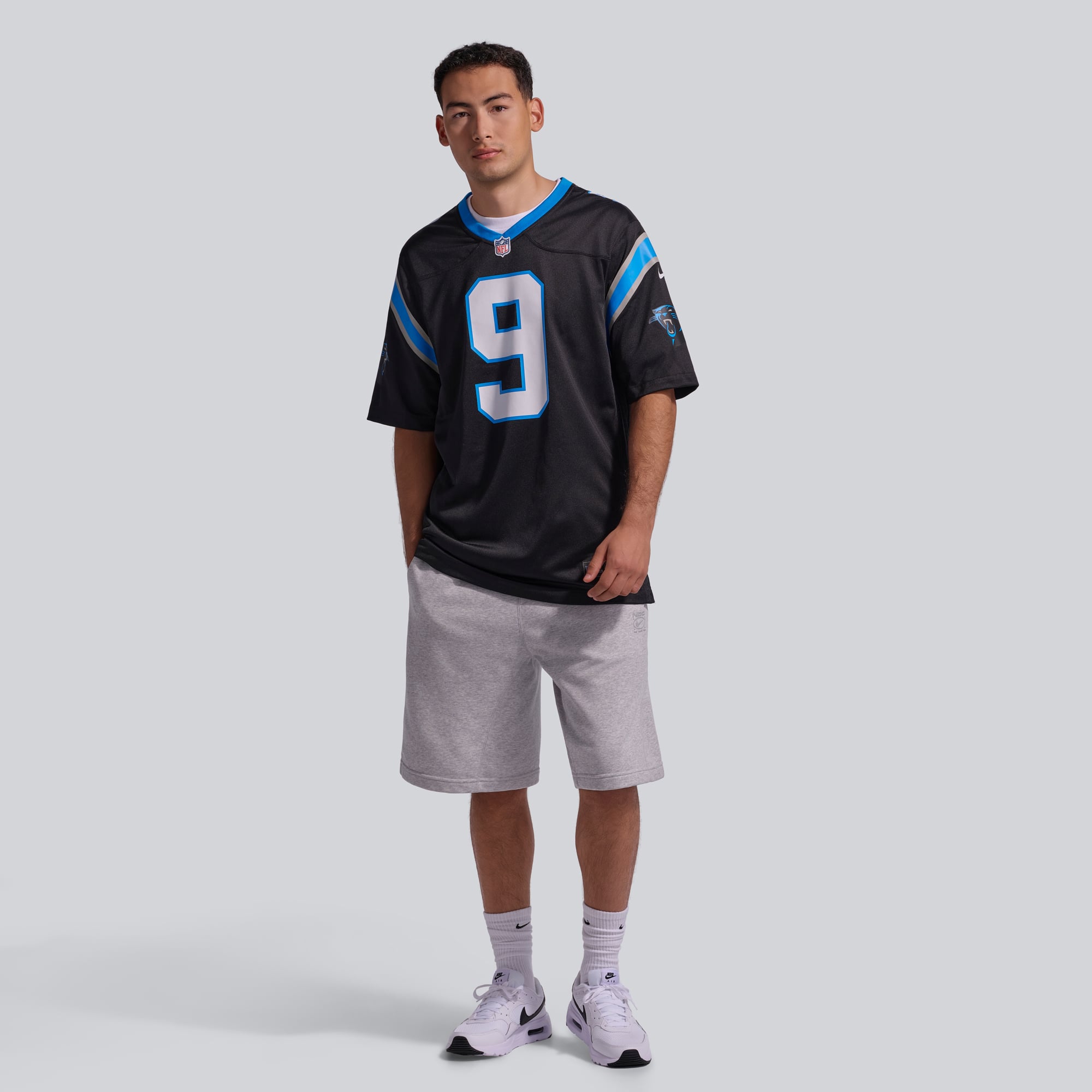 Maillot de match l'équipe Nike Bryce Young des Panthers la Caroline noirs pour hommes
