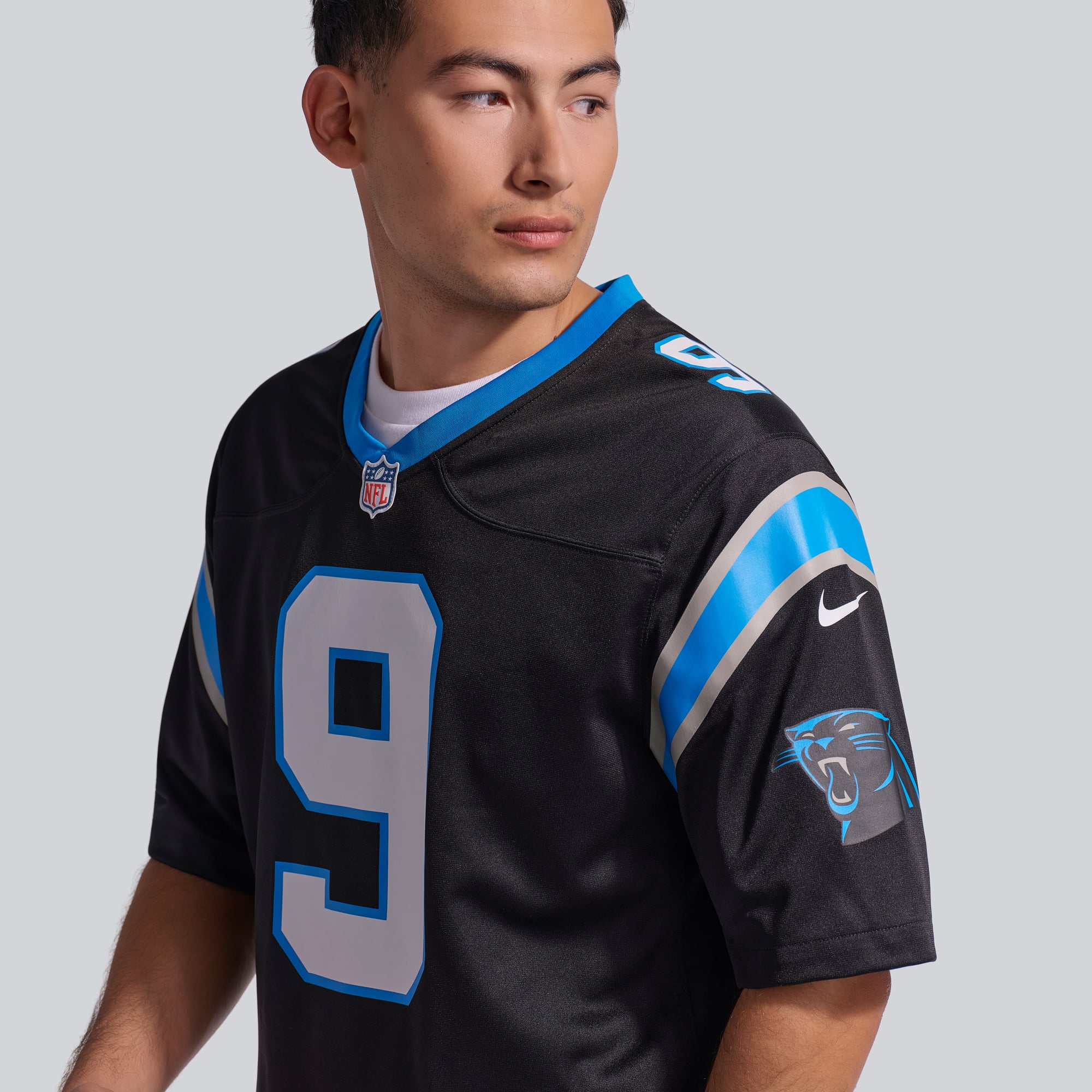 Maillot de match l'équipe Nike Bryce Young des Panthers la Caroline noirs pour hommes
