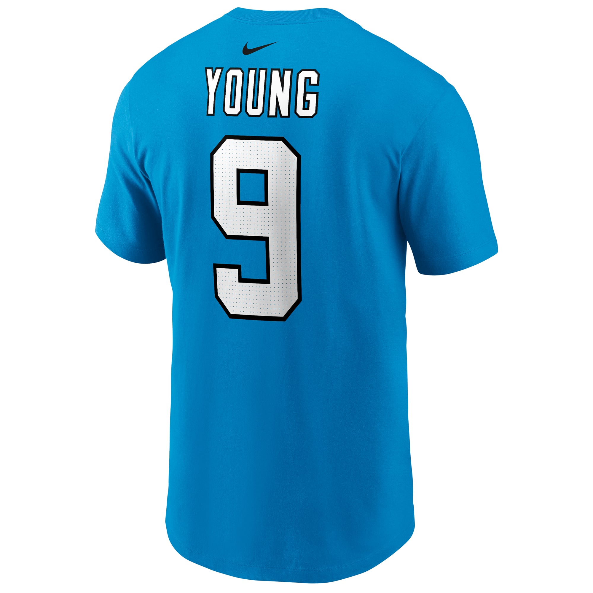 T-shirt Nike pour homme Bryce Young bleu des Panthers de la Caroline, avec nom et numéro