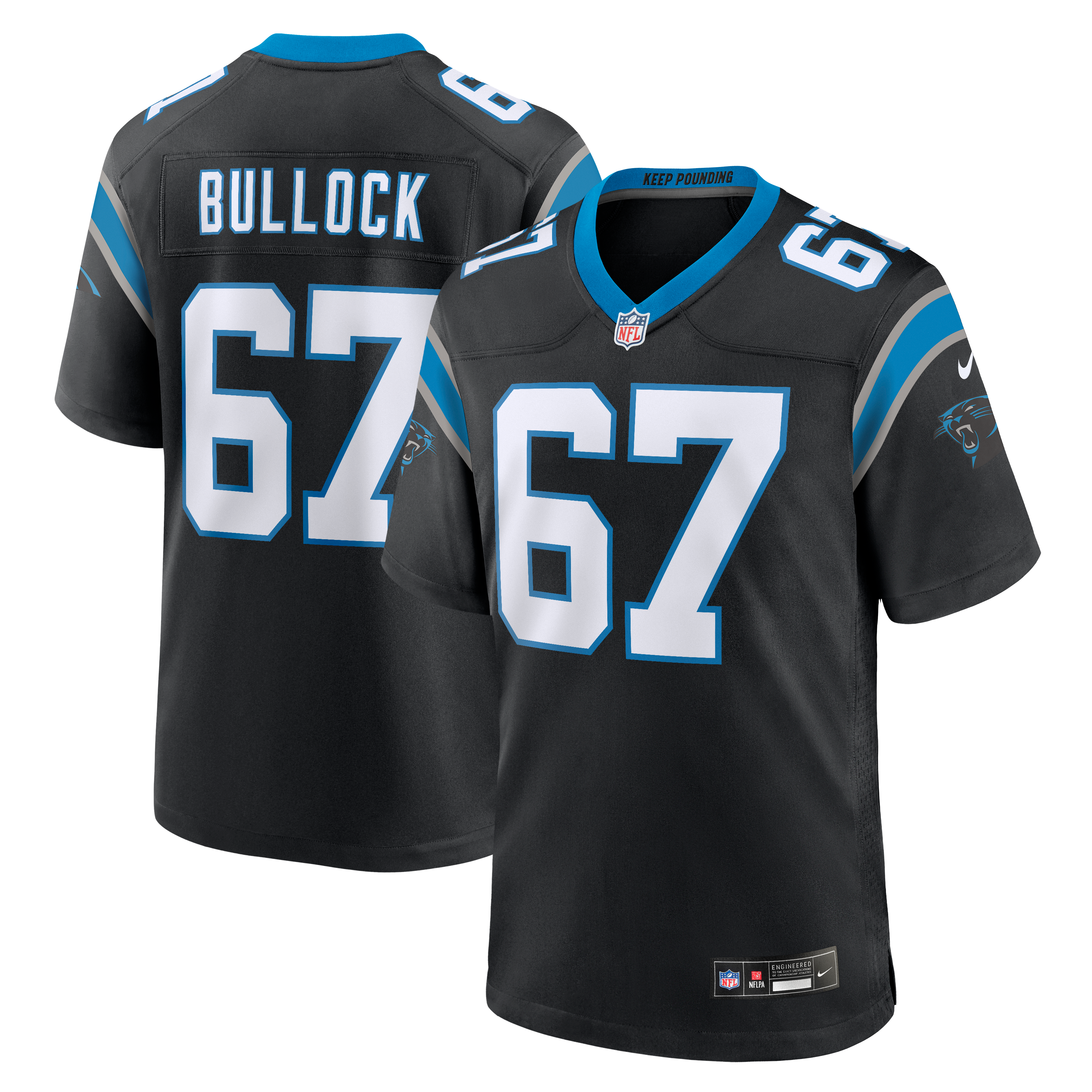 Maillot de match Nike Corey Bullock noir des Panthers la Caroline pour homme