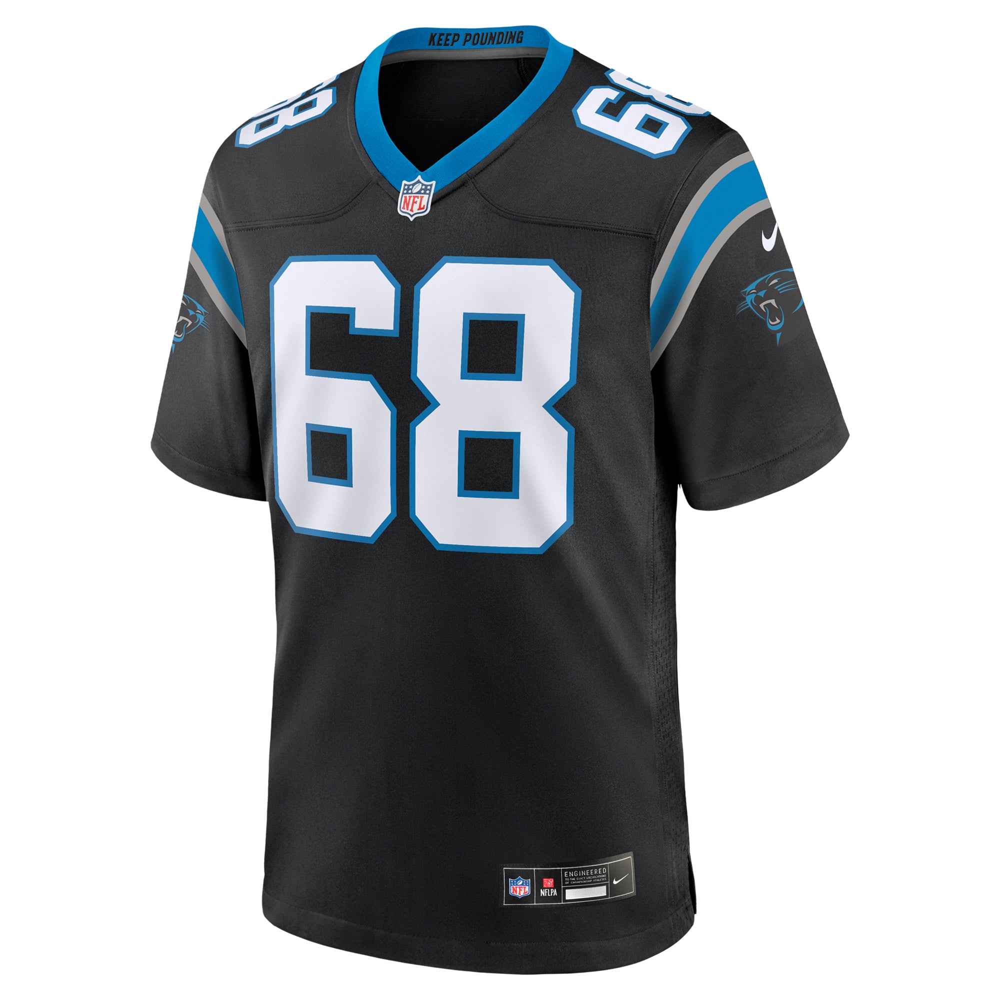 Maillot de match Nike Damien Lewis noir Carolina Panthers pour homme