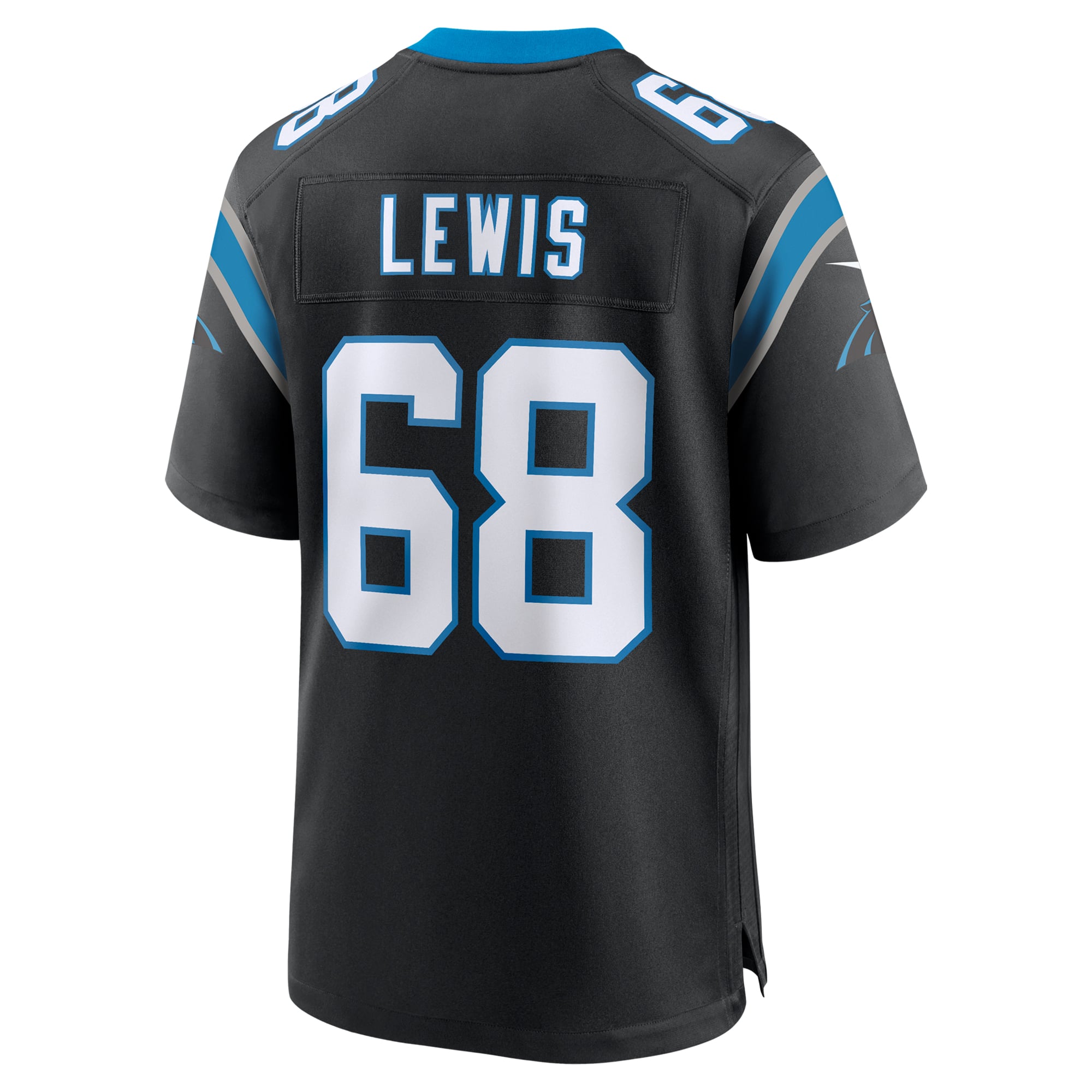 Maillot de match Nike Damien Lewis noir Carolina Panthers pour homme