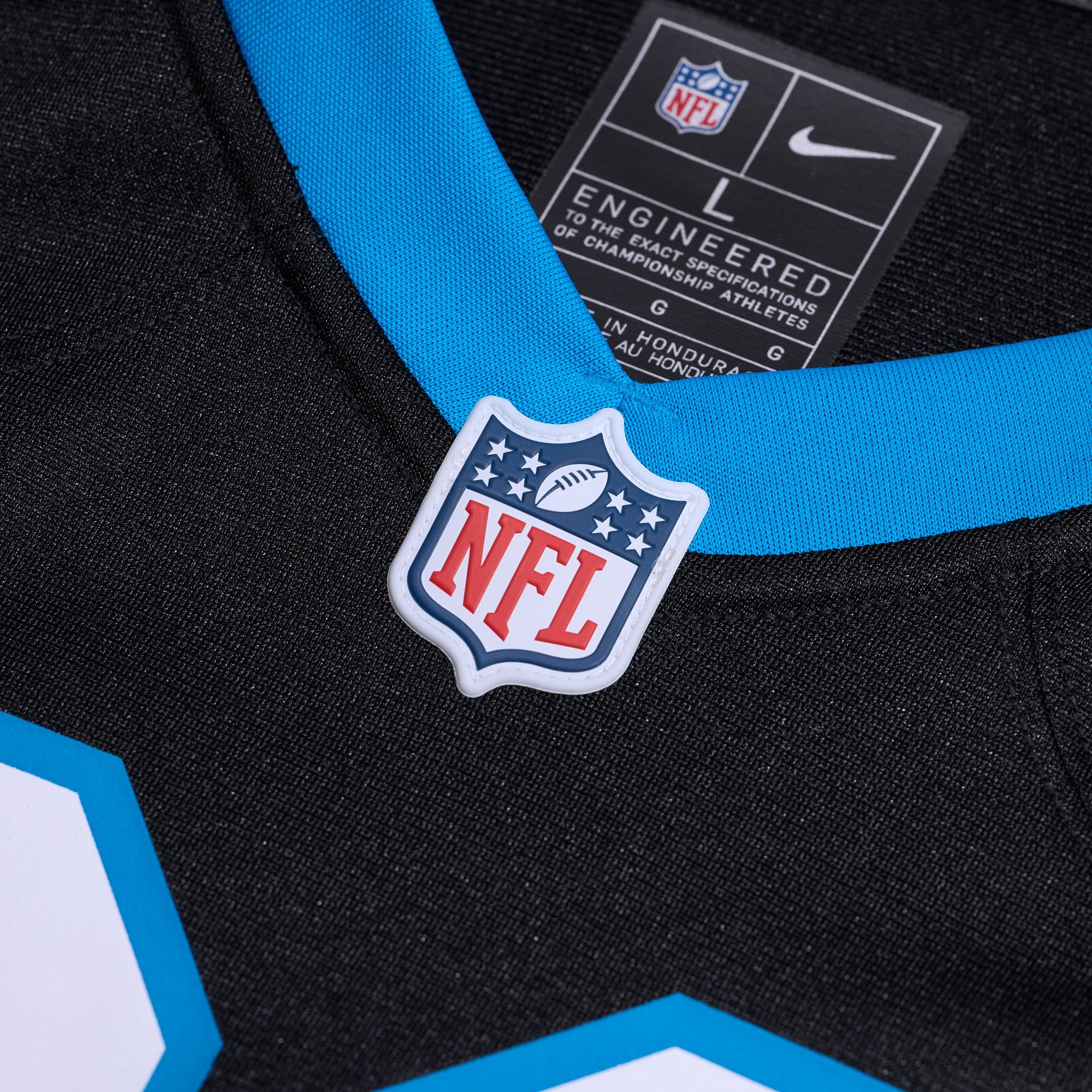 Maillot de match Nike Damien Lewis noir Carolina Panthers pour homme