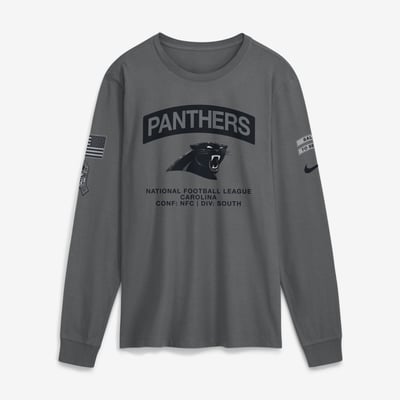  Carolina Panthers Nike 2026 Salute to Service Long Sleeve T-Shirt - Gray