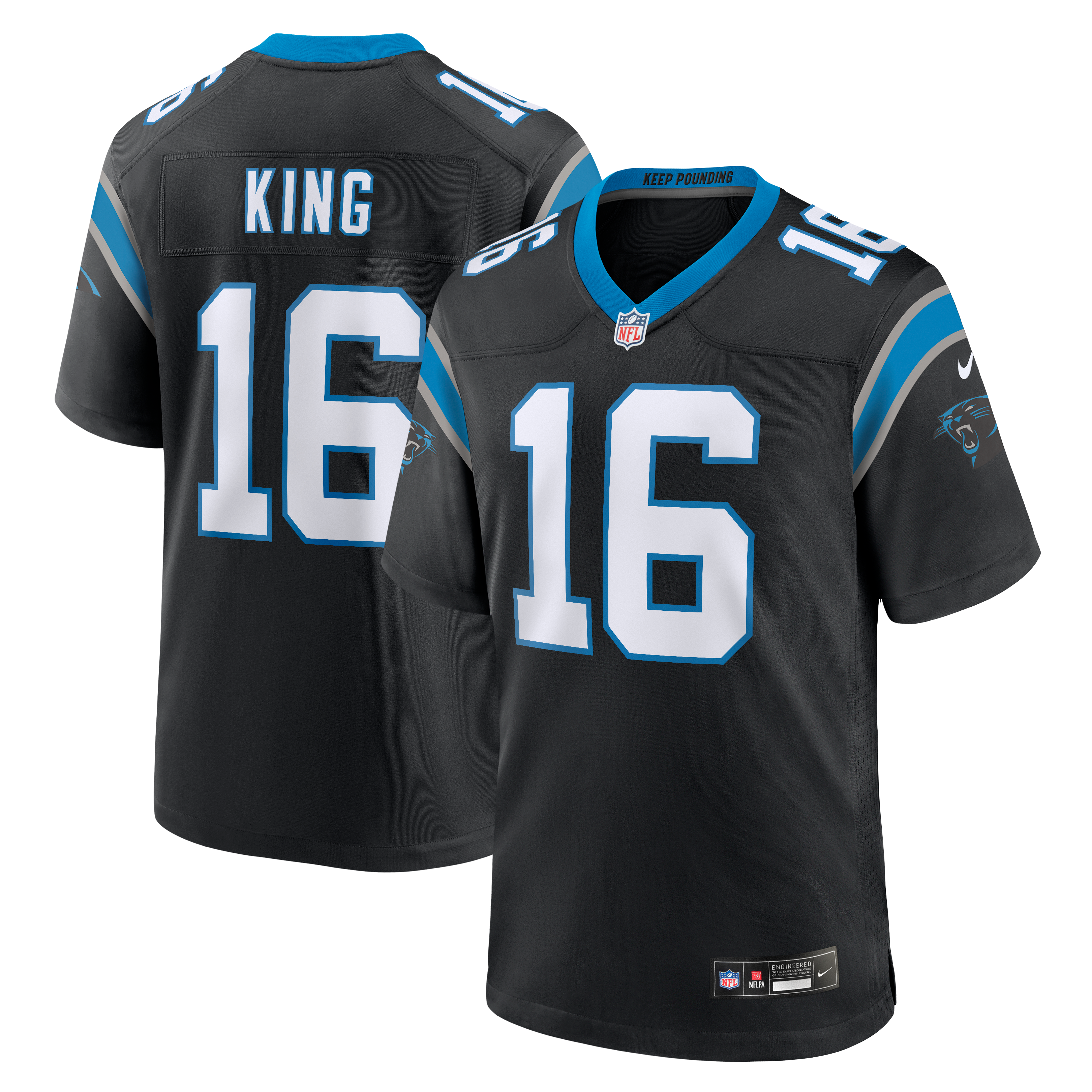 Maillot de match Nike Haynes King noir pour homme, Carolina Panthers