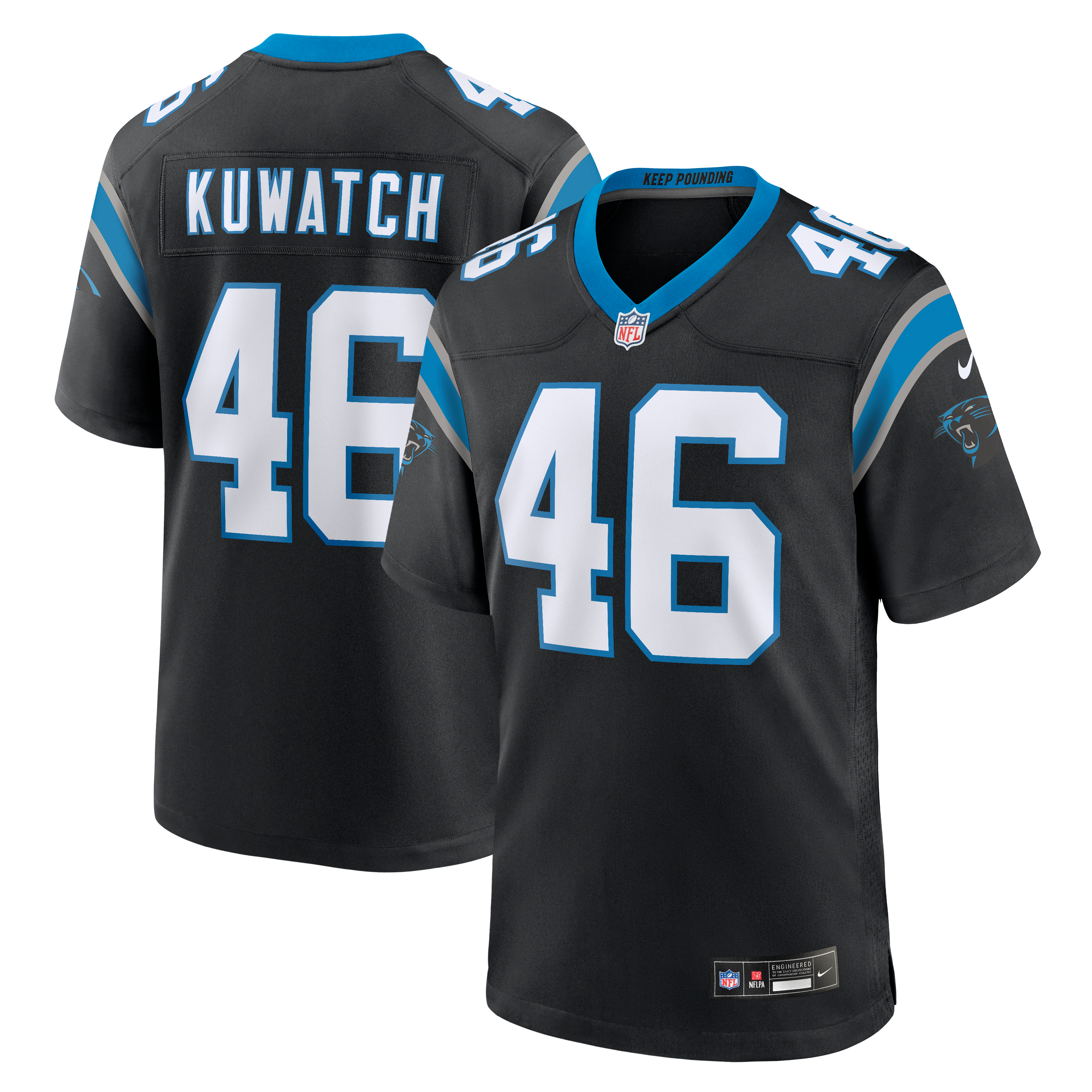 Maillot de match Nike Jackson Kuwatch noir pour homme, Carolina Panthers