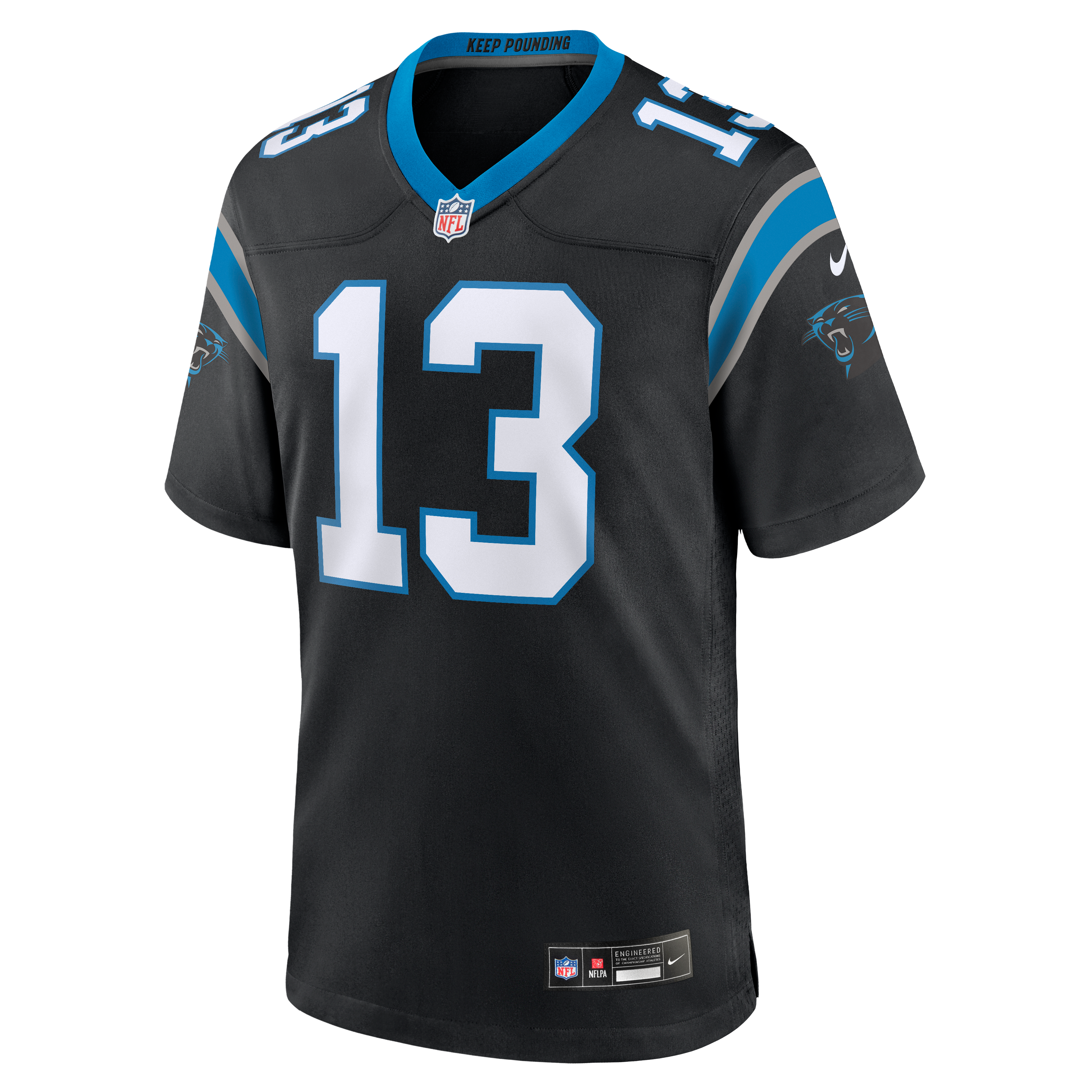 Maillot de match Nike John Metchie III noir des Panthers la Caroline pour homme