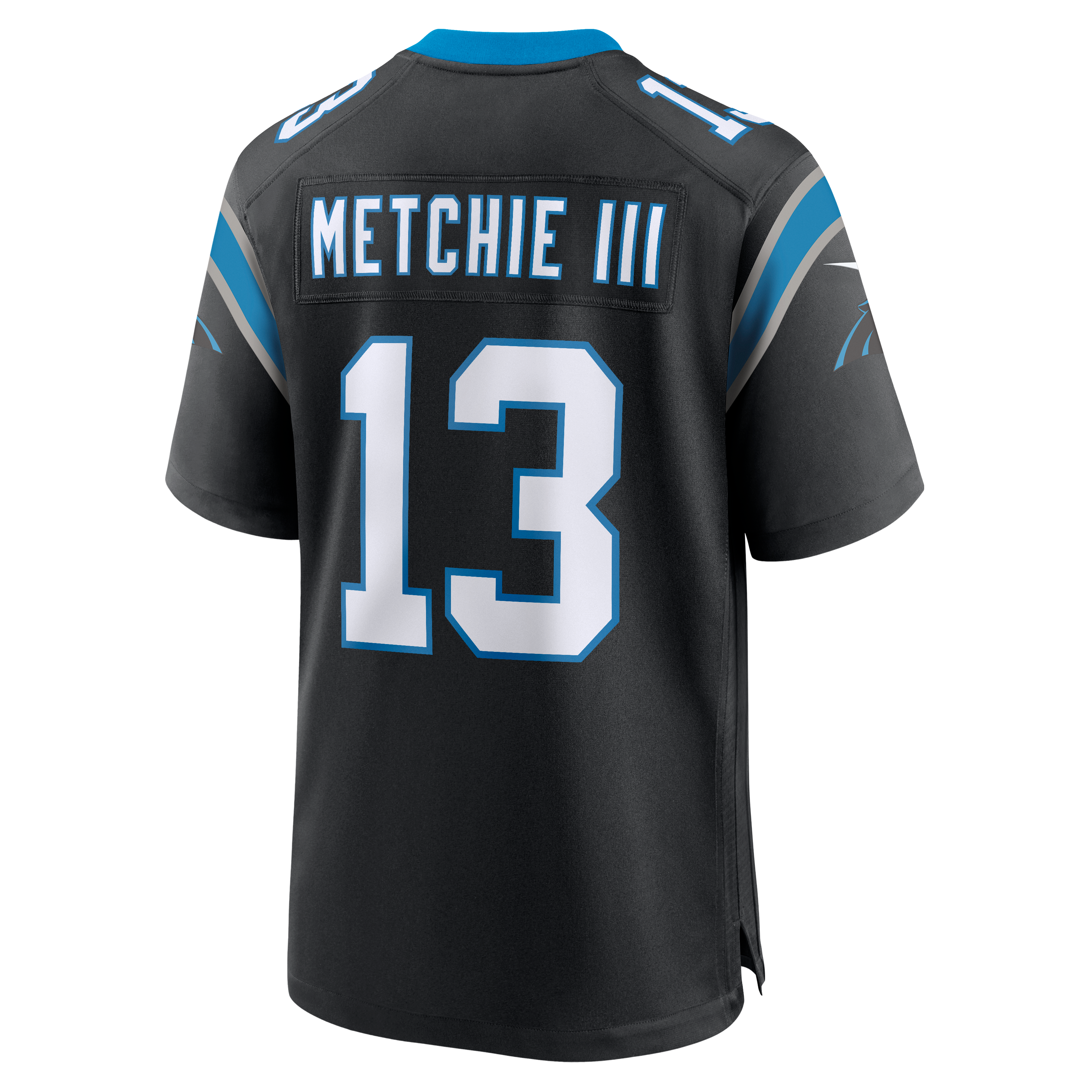 Maillot de match Nike John Metchie III noir des Panthers la Caroline pour homme