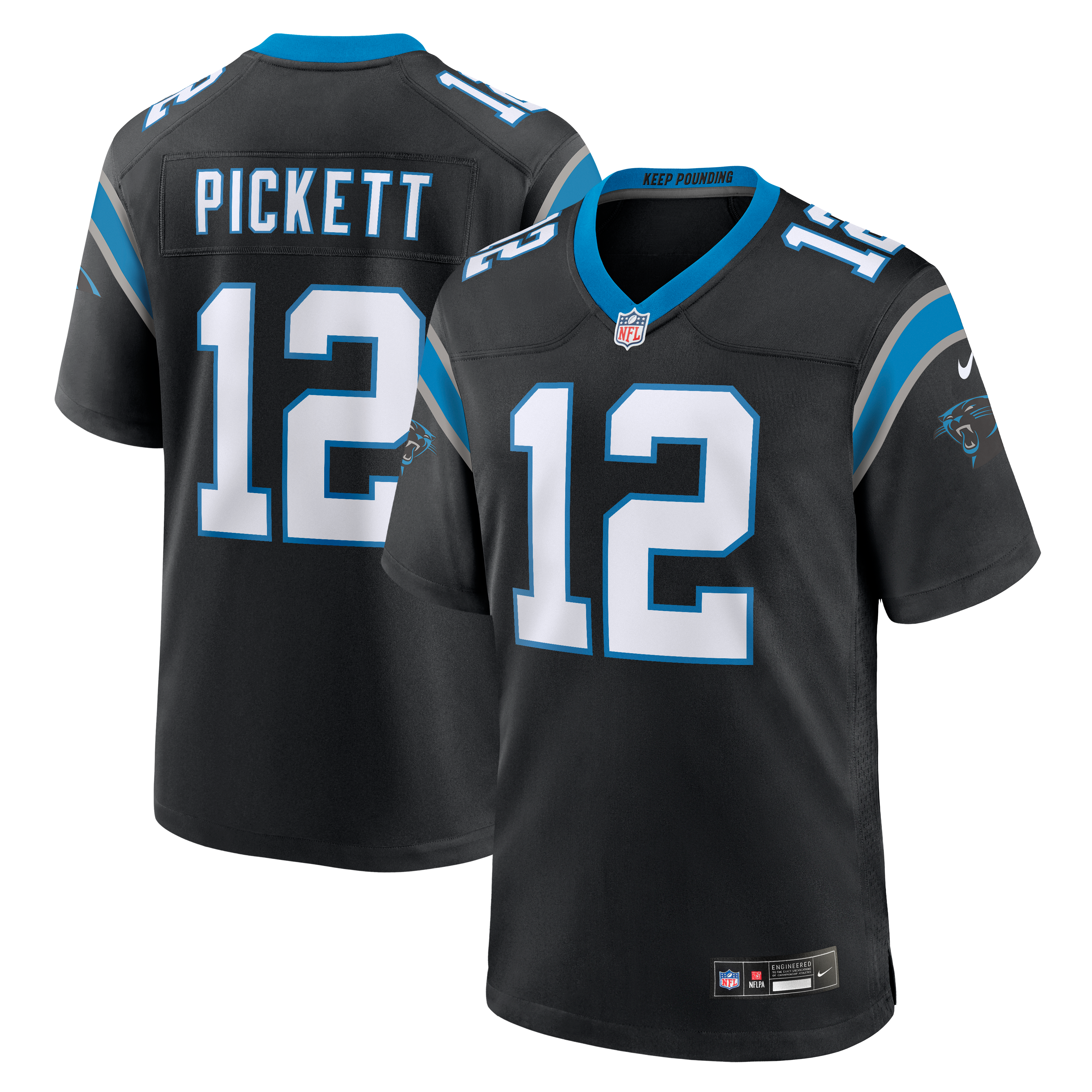 Men's Nike Kenny Pickett Black Carolina Panthers Team Game Jersey
