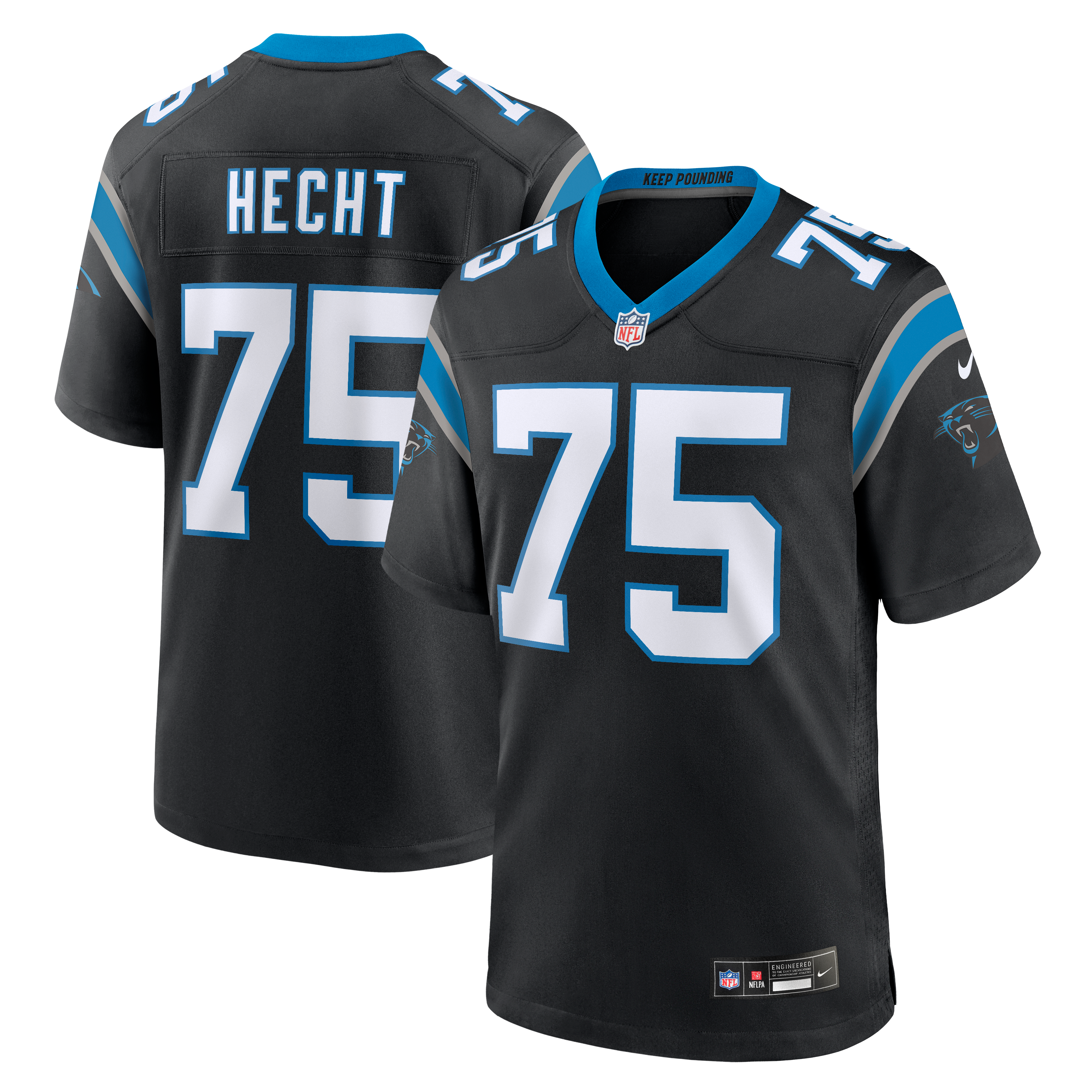 Maillot de match Nike Sam Hecht noir des Panthers la Caroline pour homme