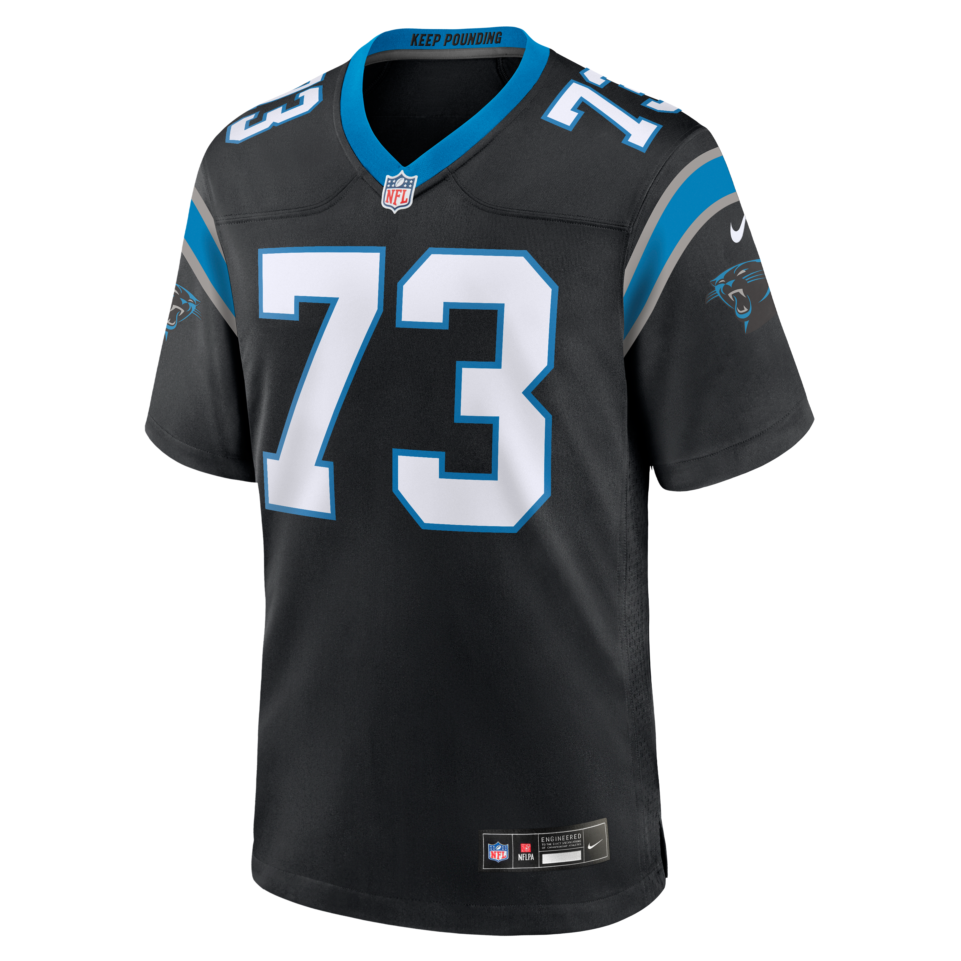 Maillot de match Nike Stone Forsythe noir pour homme, Carolina Panthers.