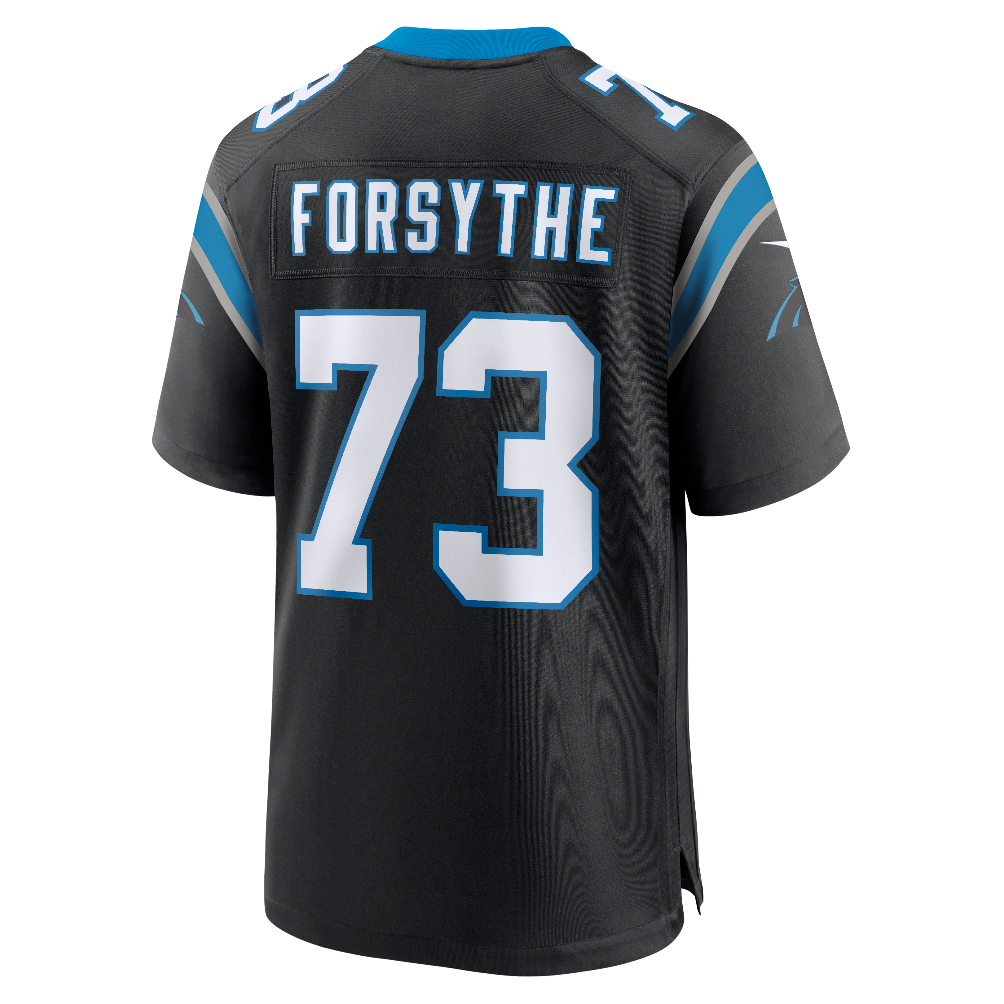 Maillot de match Nike Stone Forsythe noir pour homme, Carolina Panthers.