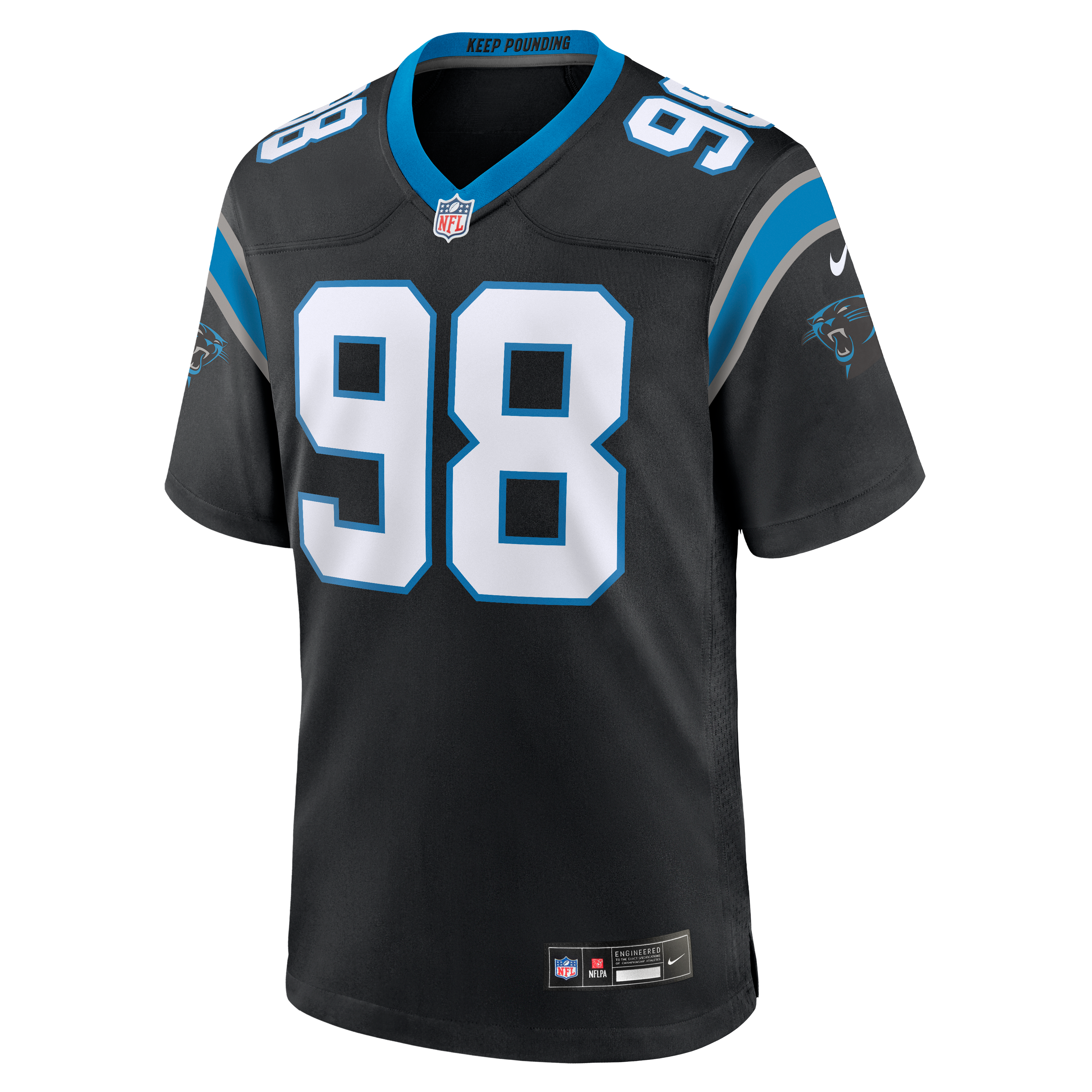 Maillot de match Nike Tershawn Wharton noir des Panthers la Caroline pour homme
