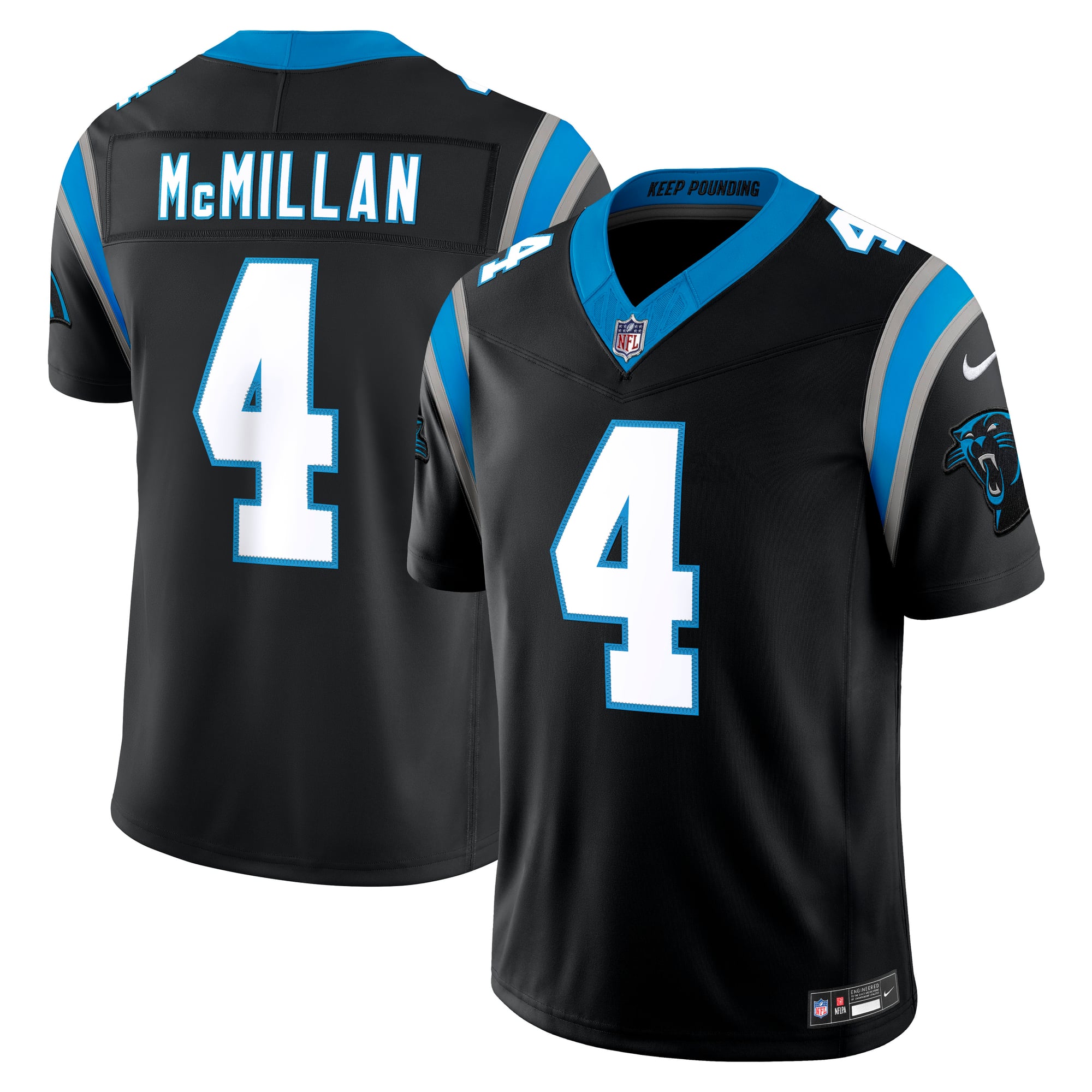 Men's Nike Tetairoa McMillan Black Carolina Panthers Team Vapor F.U.S.E. Stitched Limited Jersey