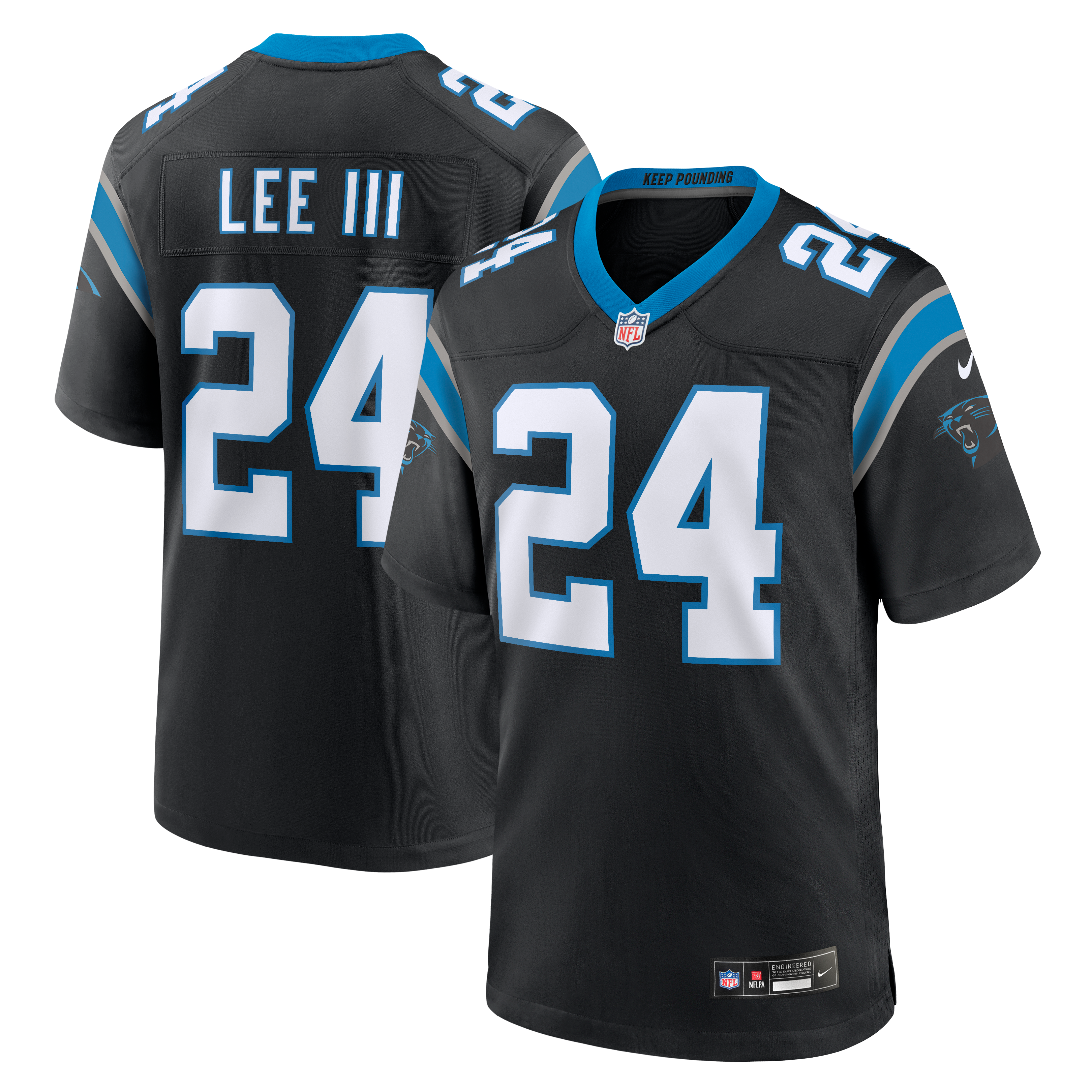 Maillot de match Nike Will Lee III noir des Panthers la Caroline pour homme