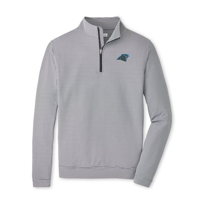 Carolina Panthers Peter Millar Perth Sugar Stripe Performance Quarter-Zip Pullover - Black/White