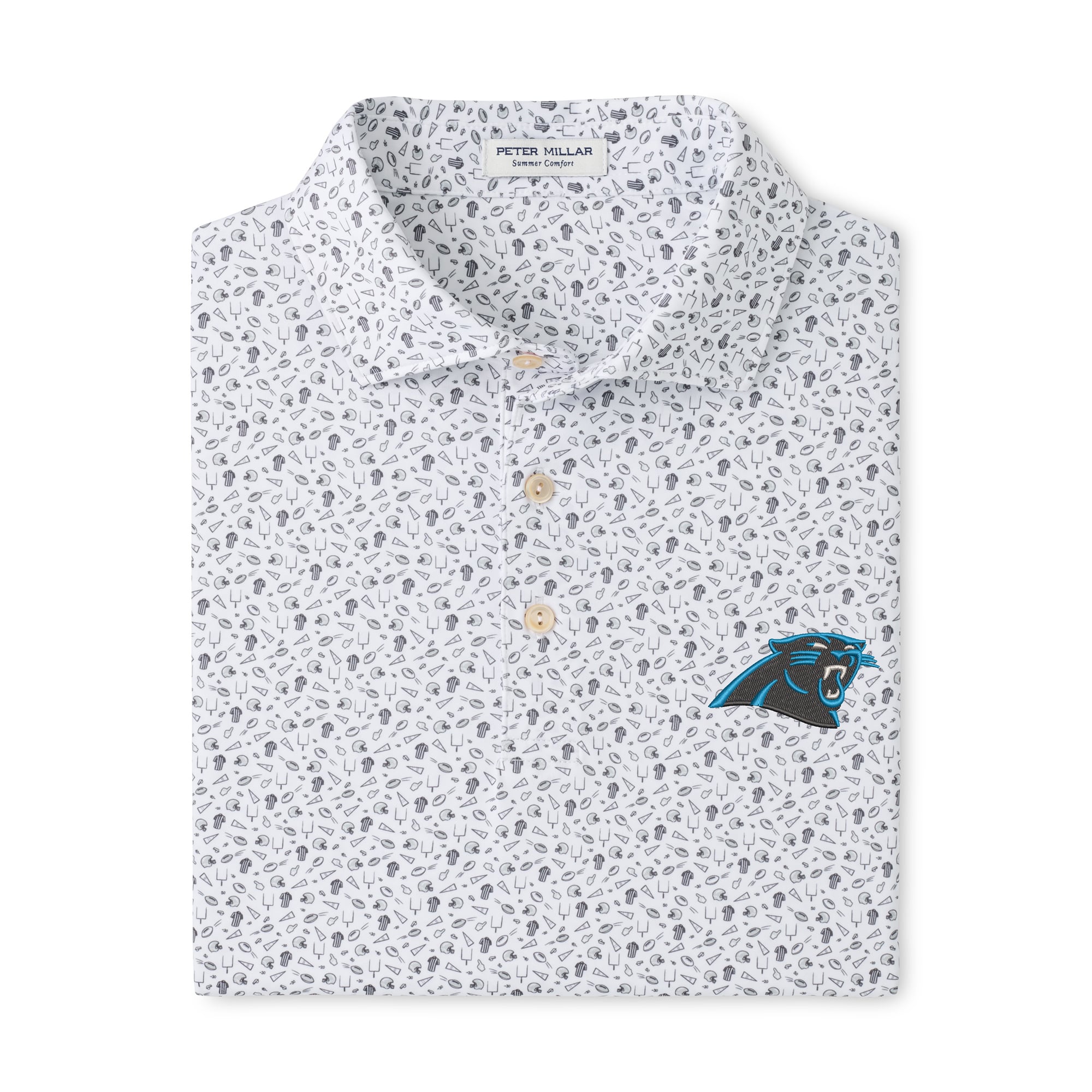 Polo de performance Peter Millar Gray Carolina Panthers pour homme
