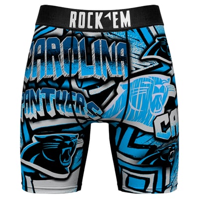  Carolina Panthers Rock Em Socks Sketched Out Boxer Briefs - Blue