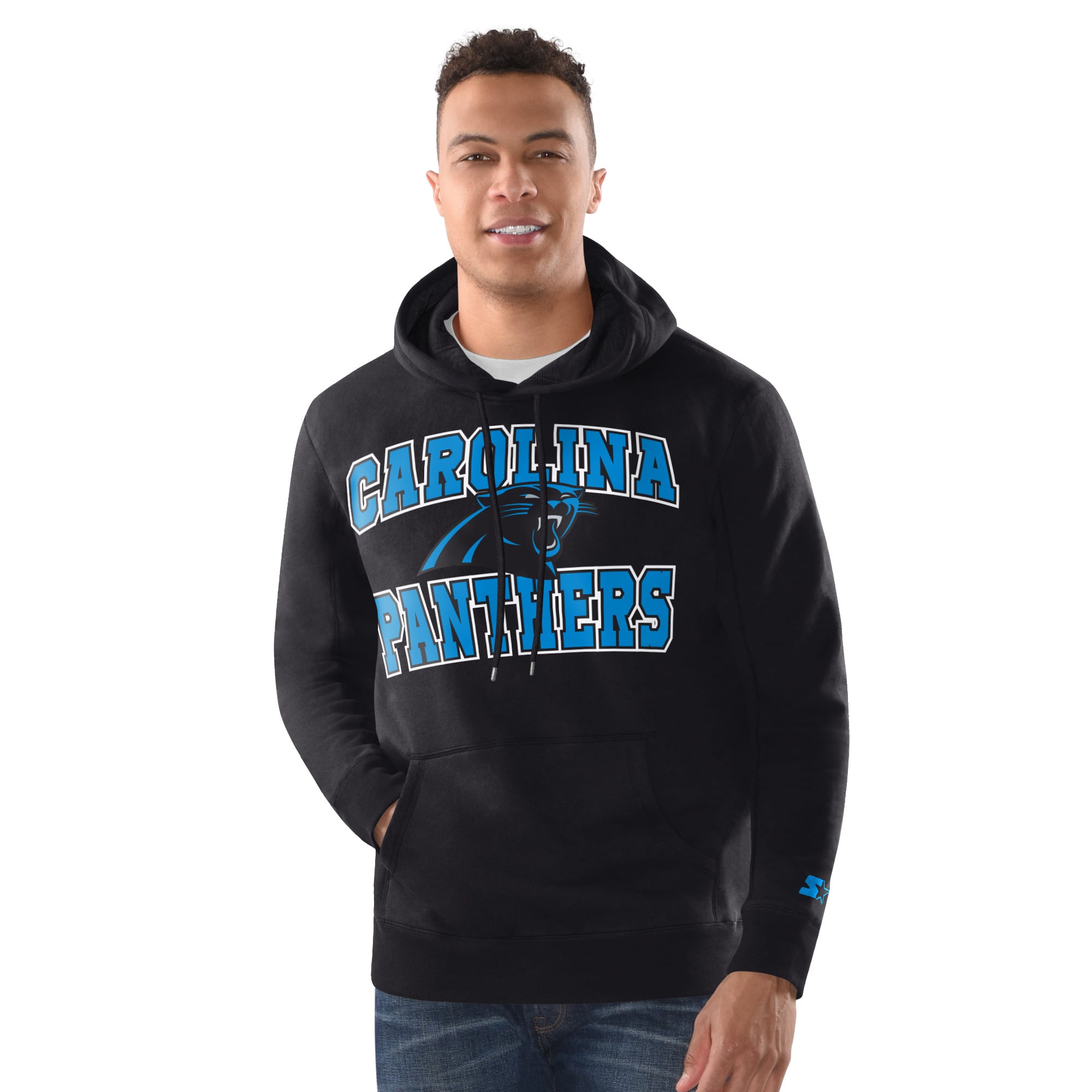 Men's Starter  Black Carolina Panthers Hoodie and Cuffed Knit Hat Combo Pack