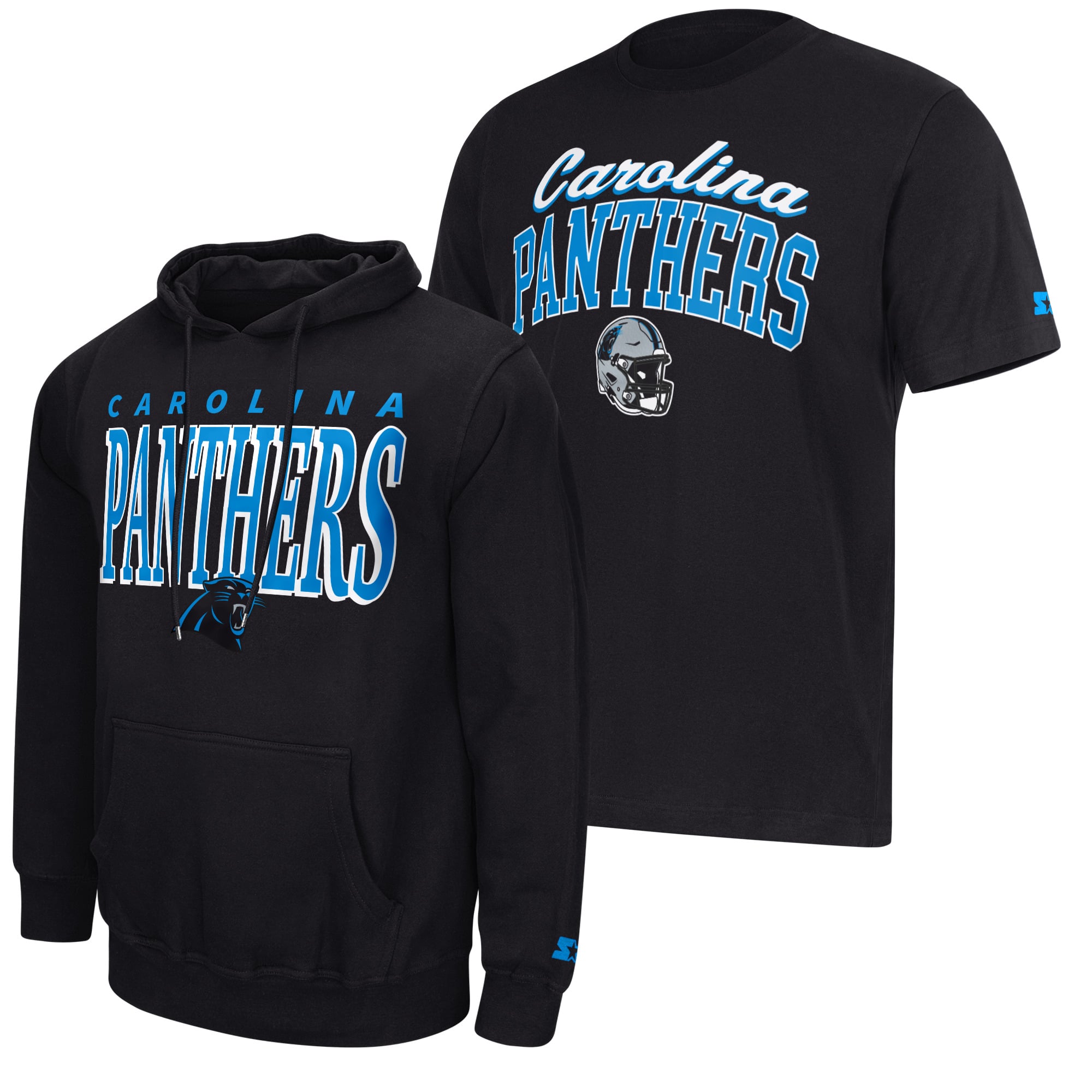 Ensemble t-shirt et sweat à capuche Starter noir pour homme avec logo des Panthers de la Caroline