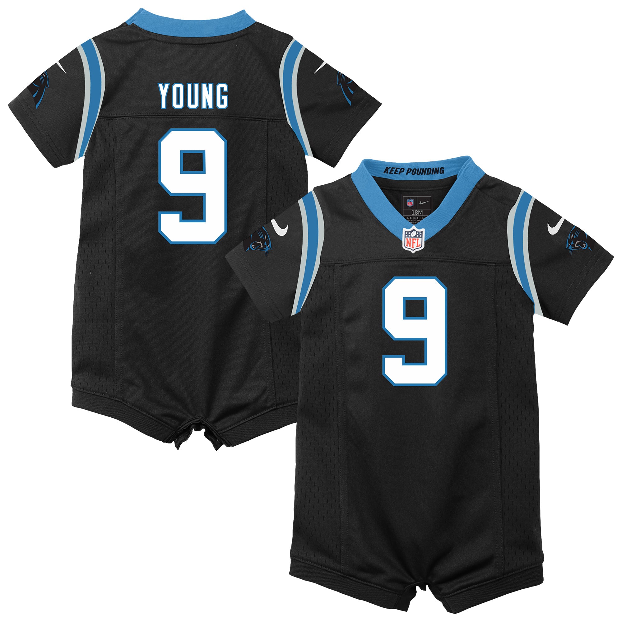 Newborn Nike Bryce Young Black Carolina Panthers Romper Game Jersey