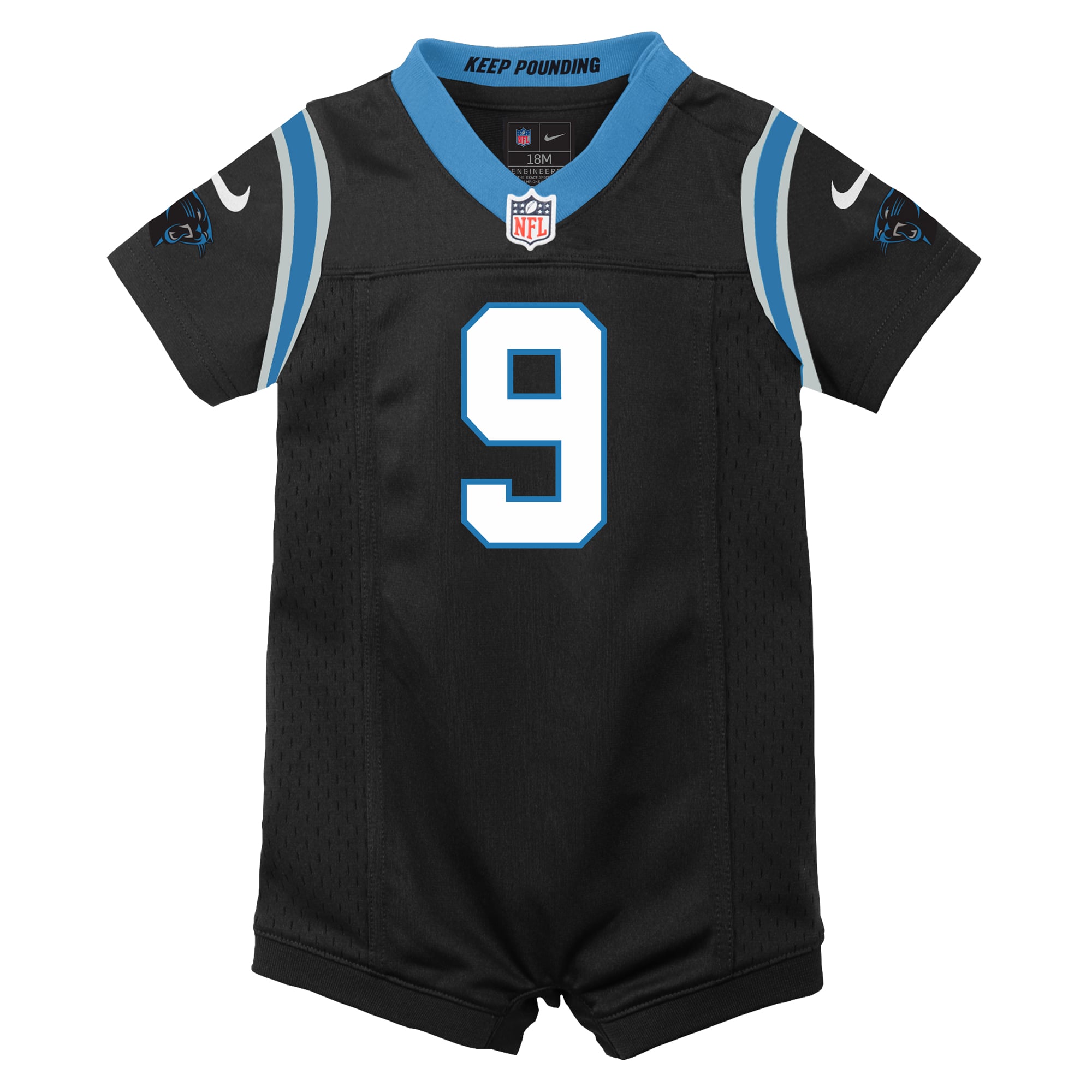Newborn Nike Bryce Young Black Carolina Panthers Romper Game Jersey