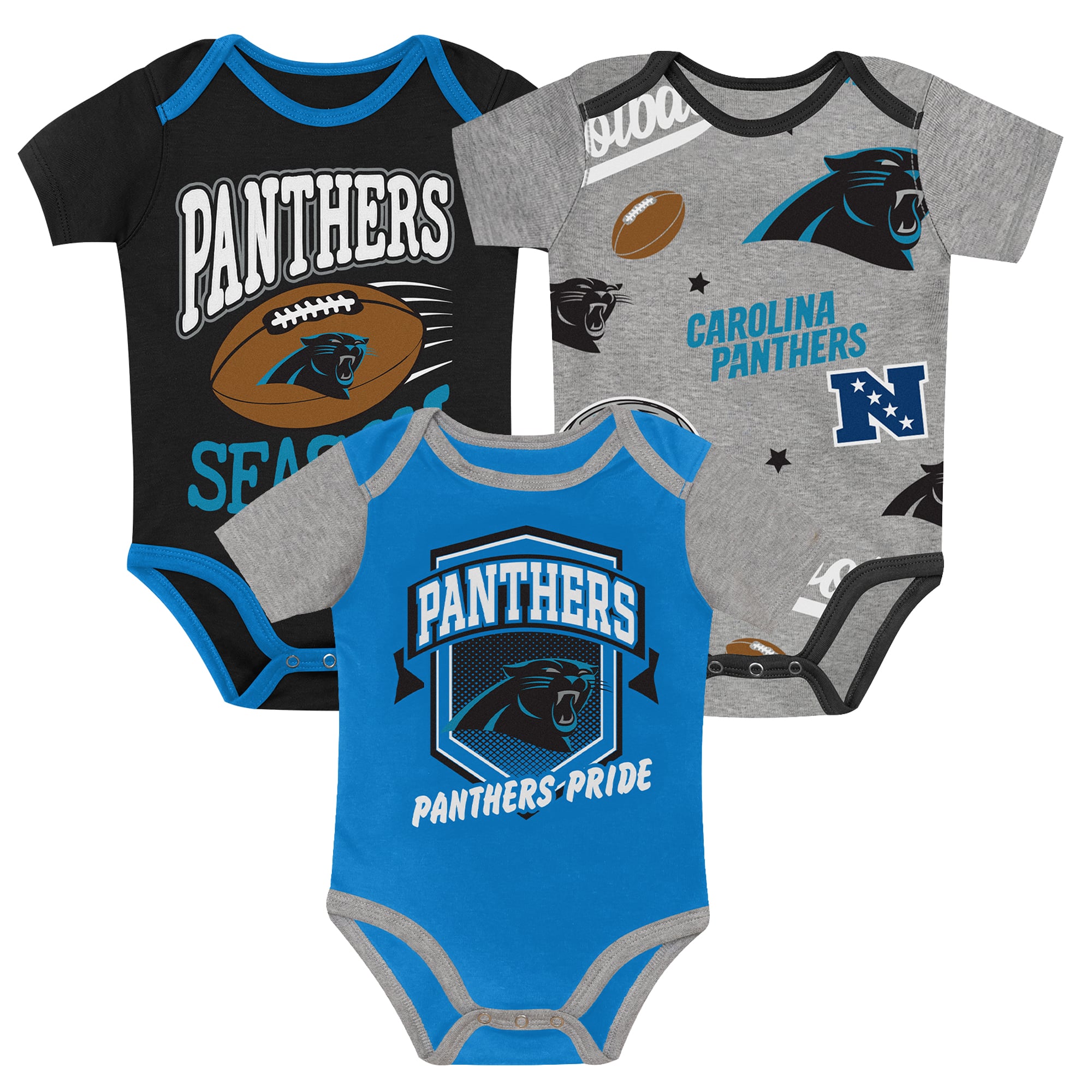 Ensemble de body trois pièces pour nouveau-né Outerstuff Carolina Panthers, premier choix au tour