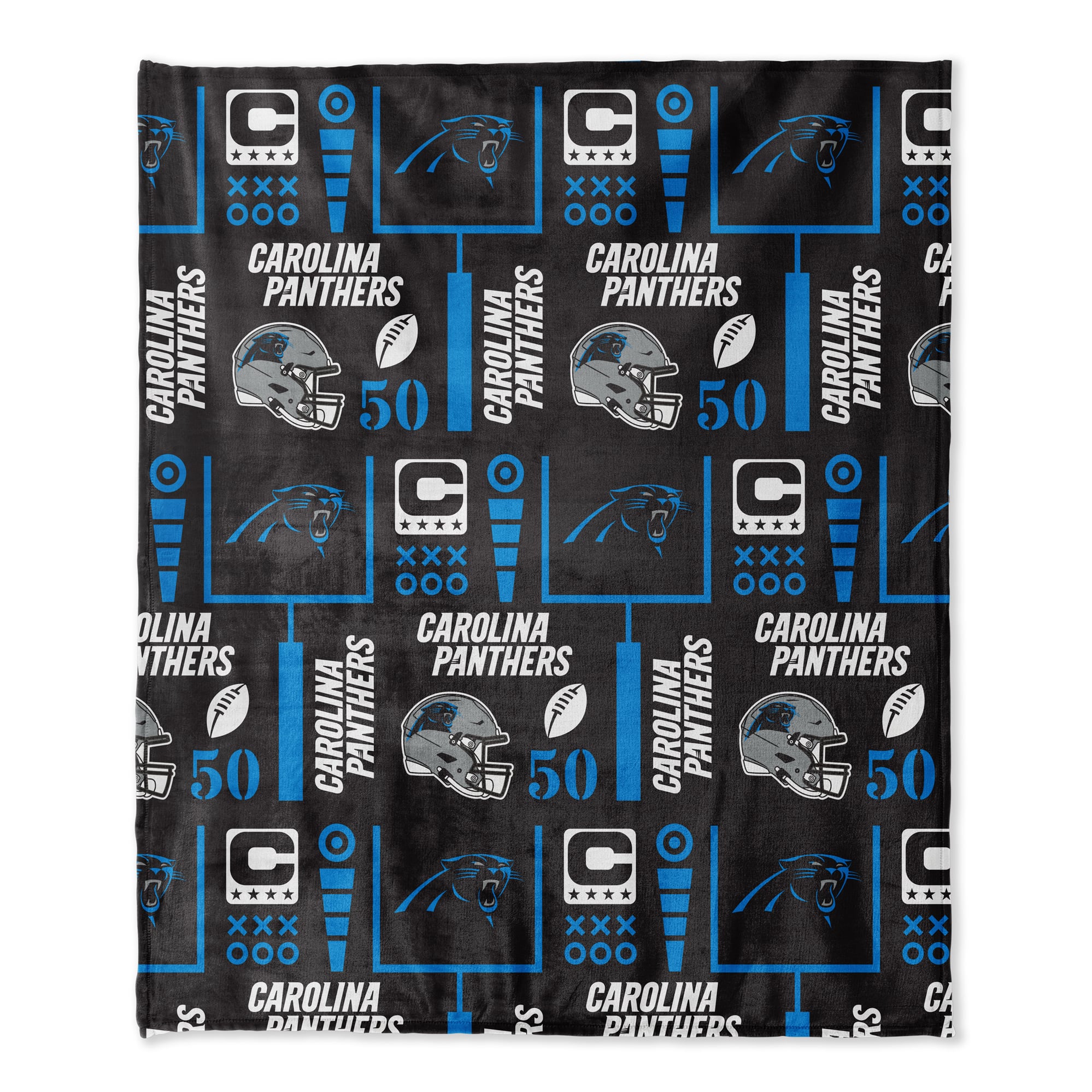 Pegasus Carolina Panthers 50" x 60" Blackout Team Spirit Ultra Soft Throw & Plush Football Combo Pack