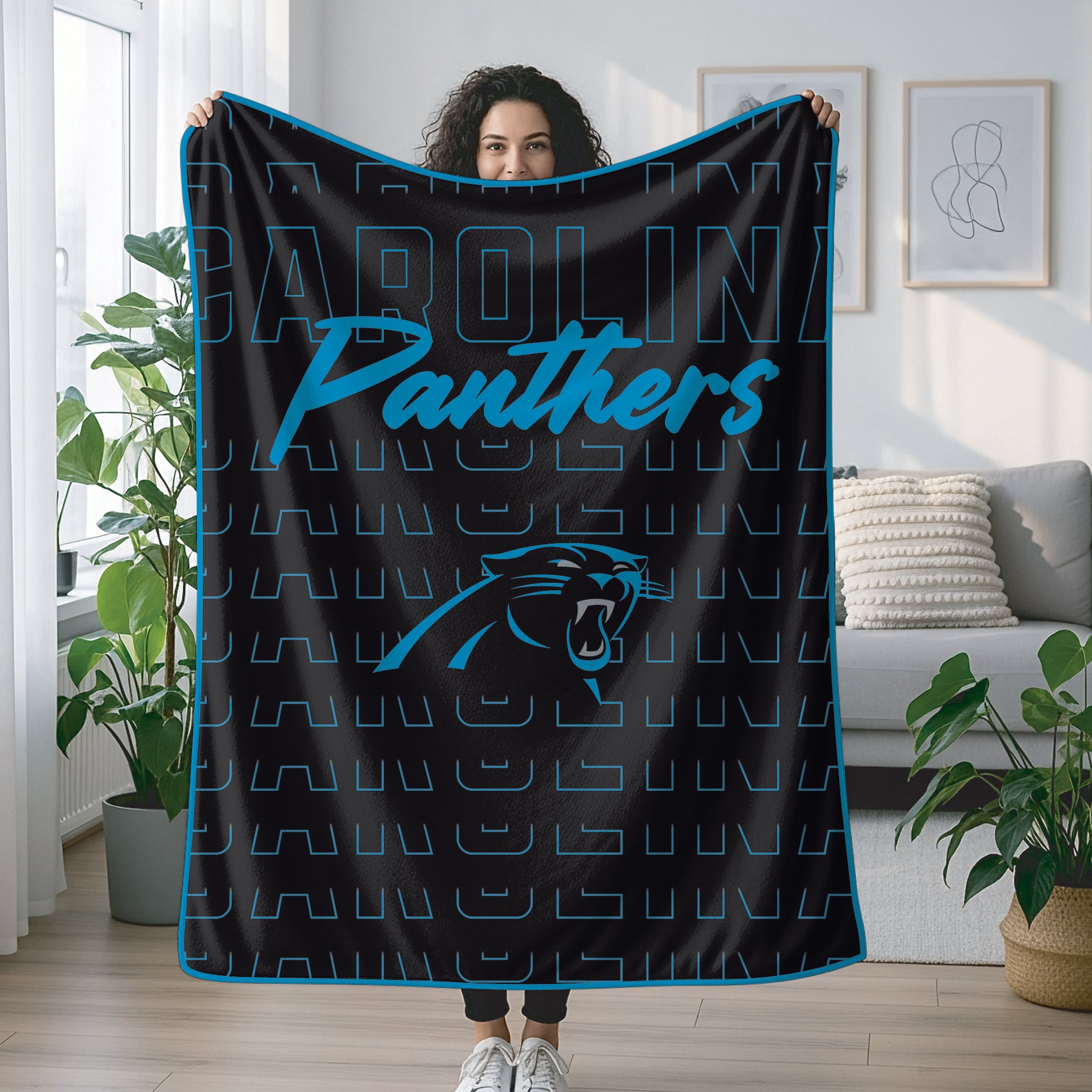Couverture ultra douce Pegasus Carolina Panthers Echo Script Fade 50" x 60"